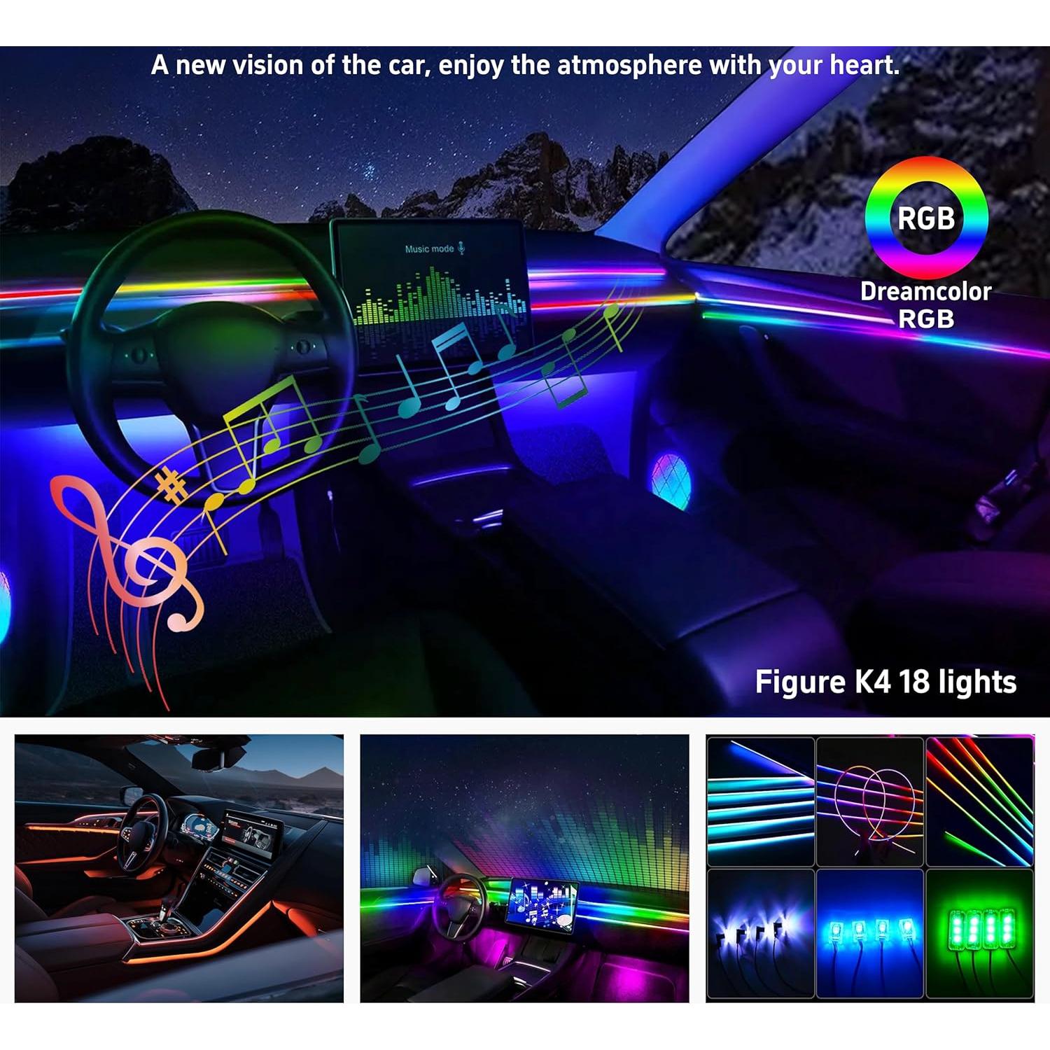 Luces LED de tira KENANEK 18 en 1 para automóviles interiores