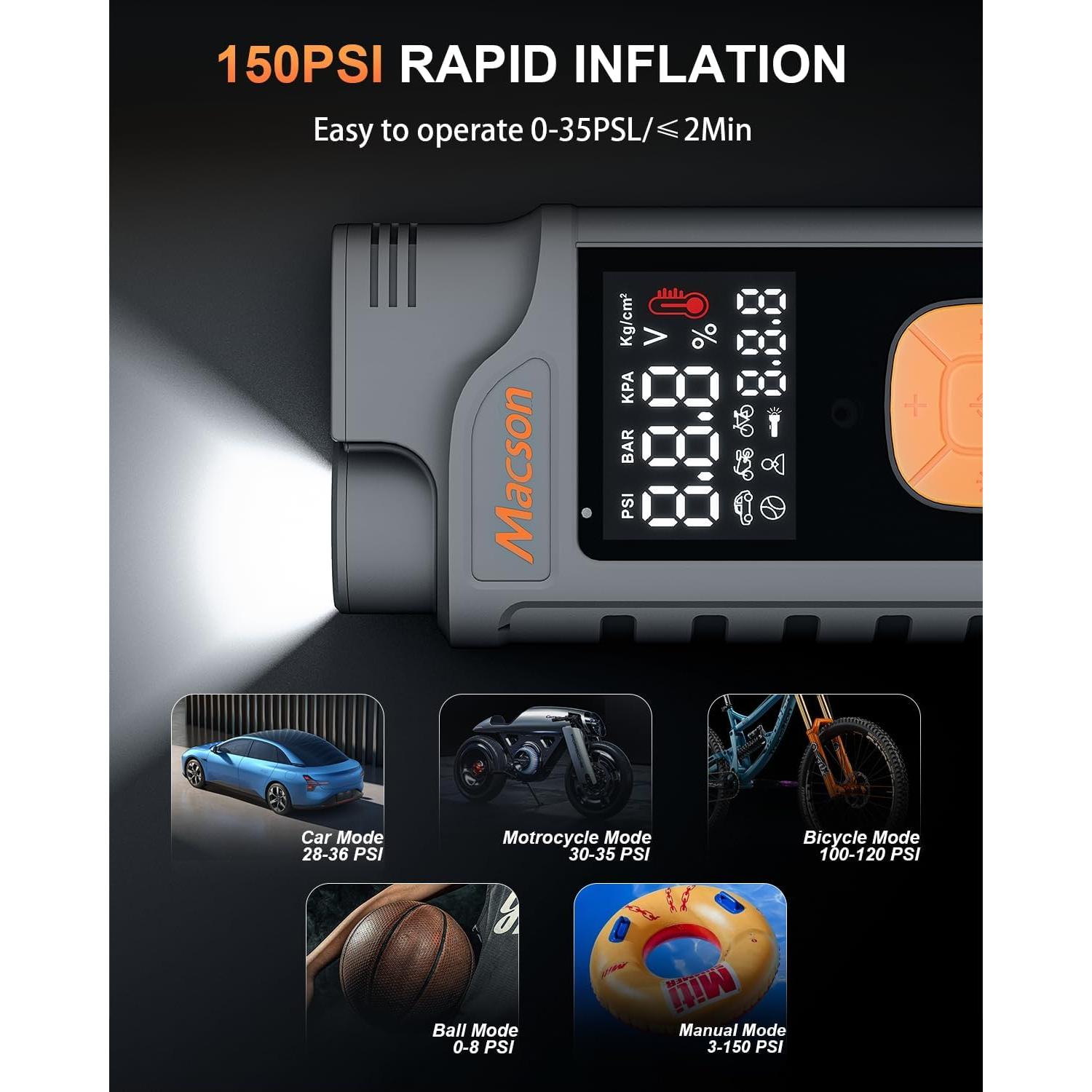 Arrancador de Salto Macson M180 1500A con Compresor 150PSI