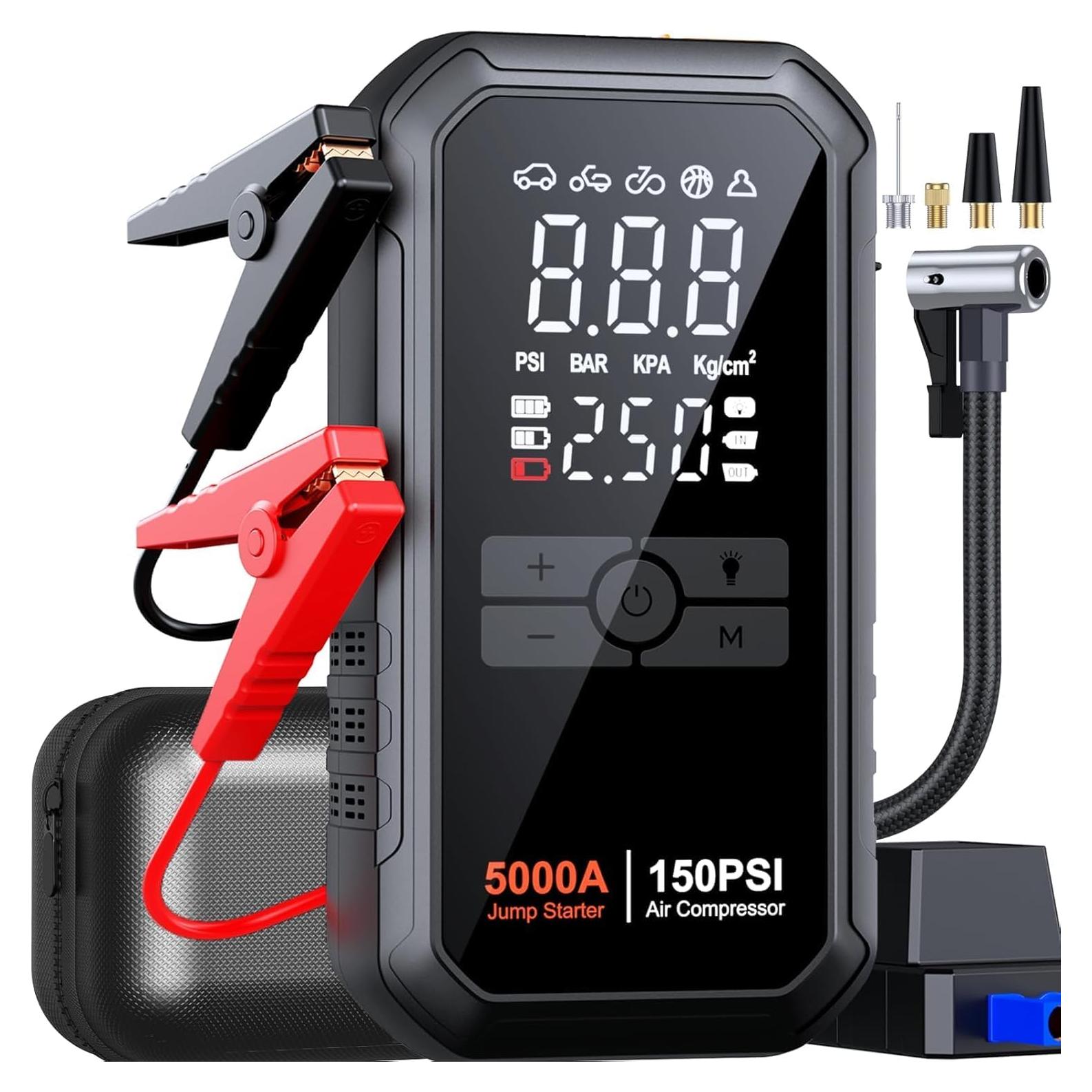 Arrancador de Batería Portátil Heuuv H6 5000A 26800mAh con Compresor