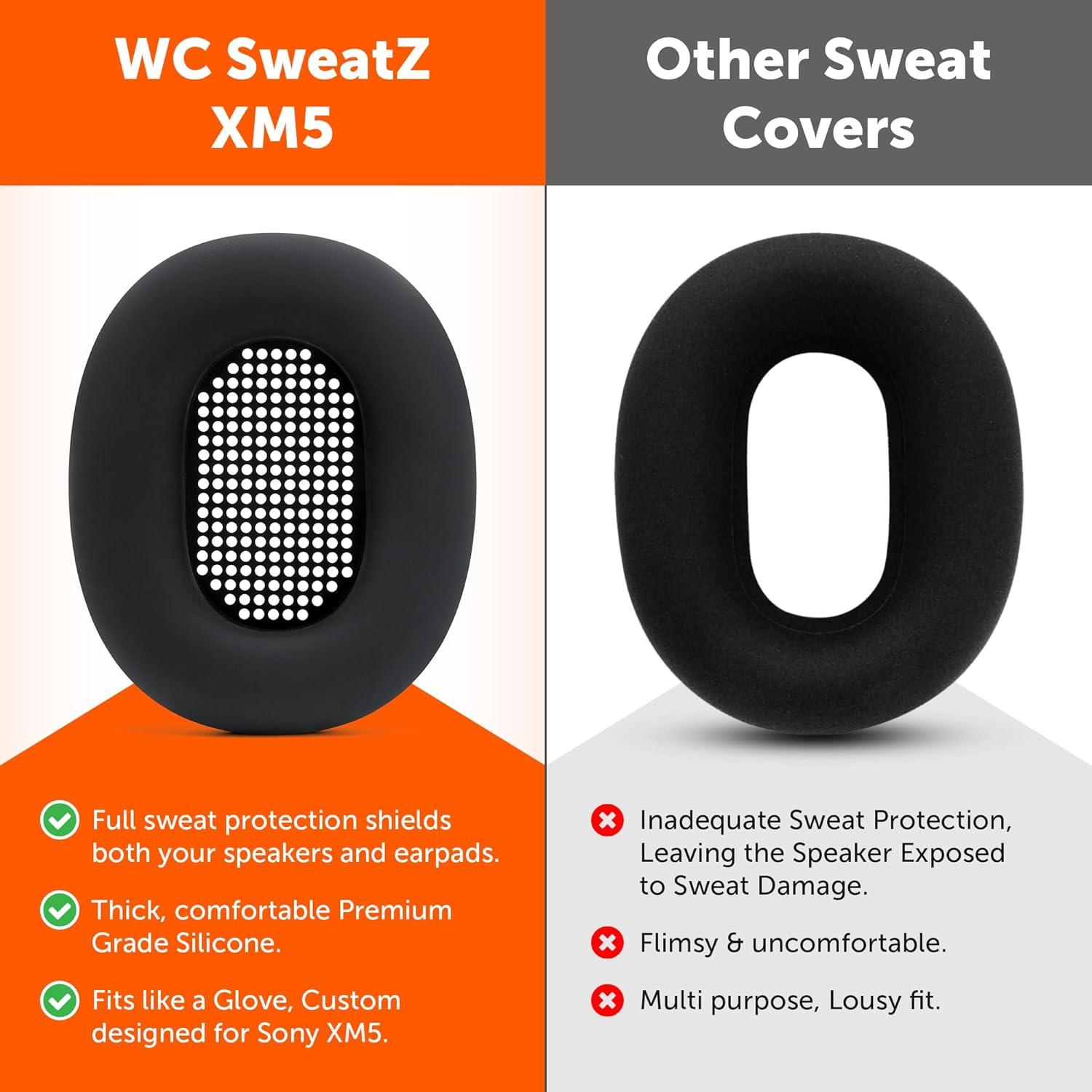 Fundas Protectores SweatZ para Auriculares Sony WH1000XM5 - Negro