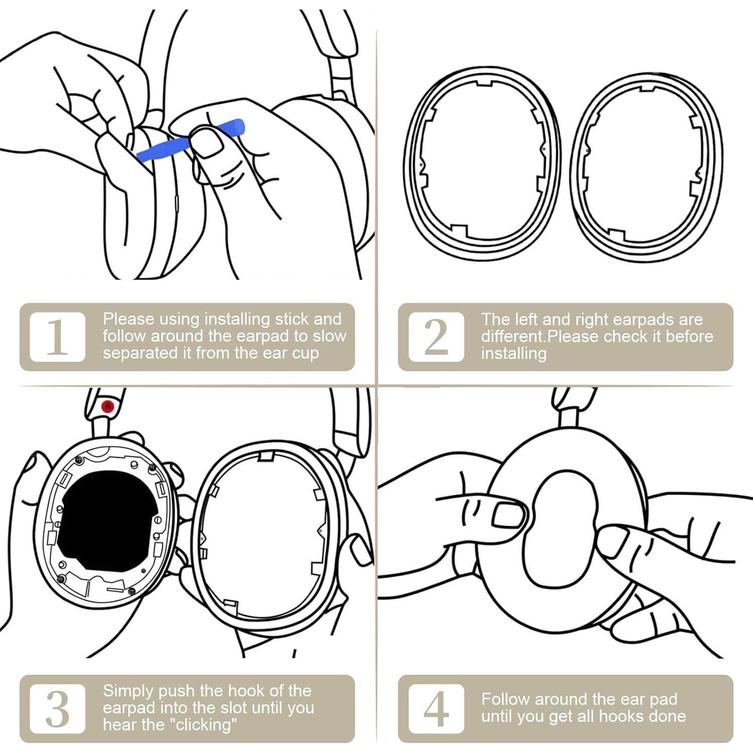 Almohadillas y Cable Reemplazo Saipomor para WH-1000XM5 Beige