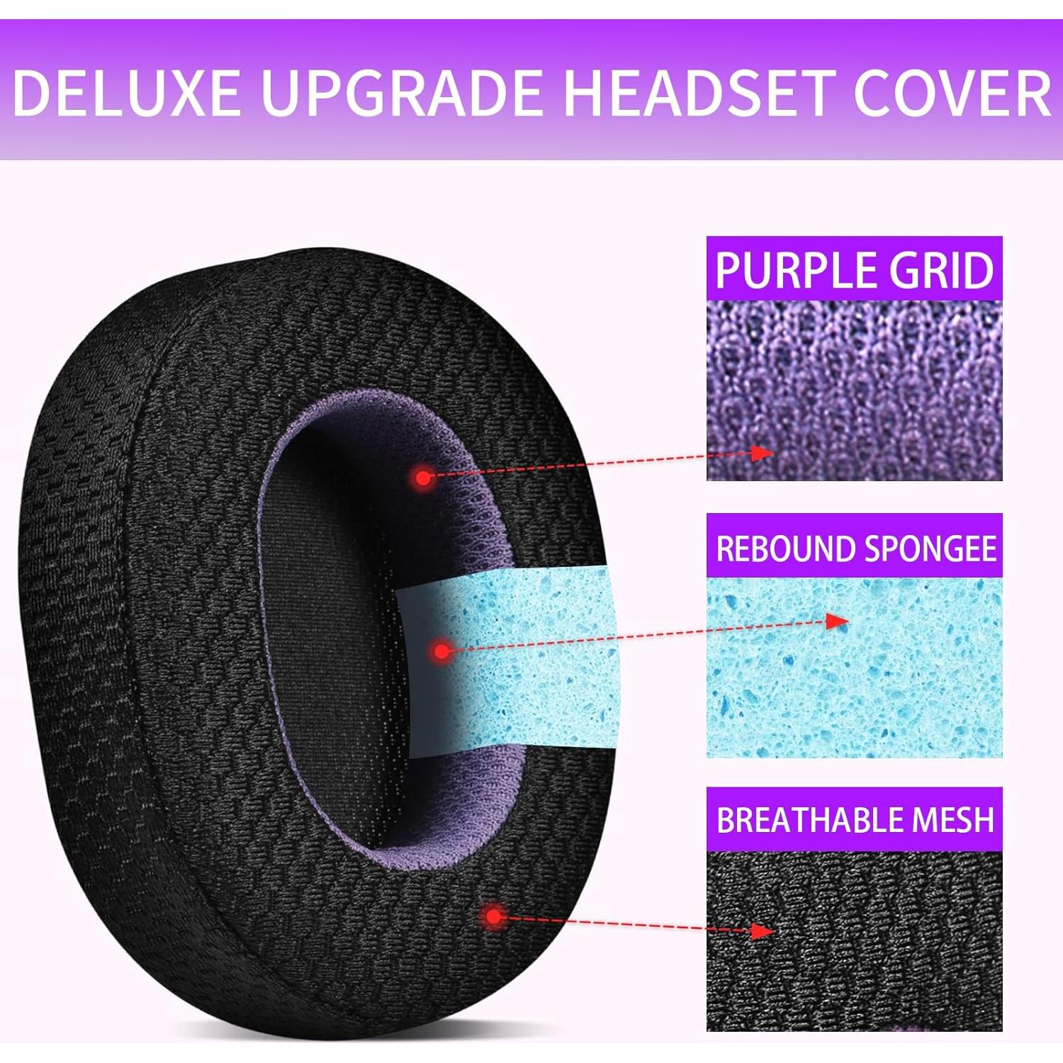 Almohadillas de repuesto Jomwag para Sony WH-1000XM5 - Malla transpirable negras/púrpuras