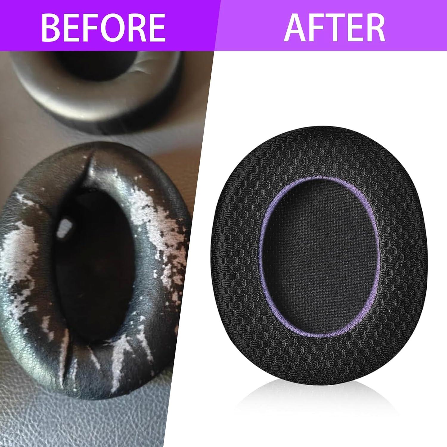 Almohadillas de repuesto Jomwag para Sony WH-1000XM5 - Malla transpirable negras/púrpuras