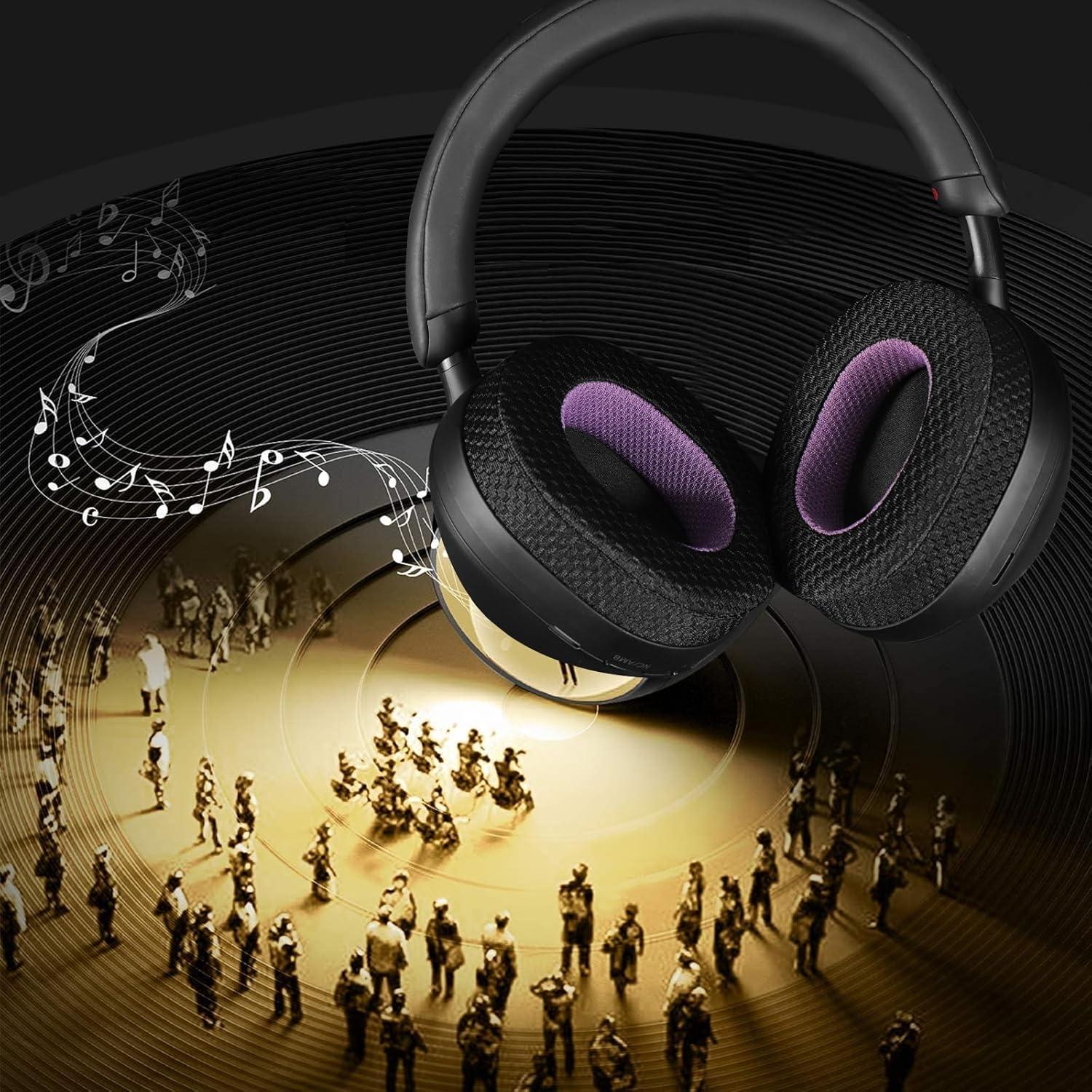 Almohadillas de repuesto Jomwag para Sony WH-1000XM5 - Malla transpirable negras/púrpuras