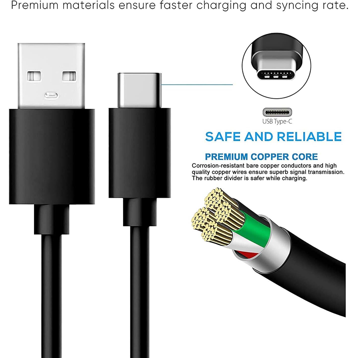 Cable de carga USB Tipo-C 0.91m Toeasor para auriculares Sony
