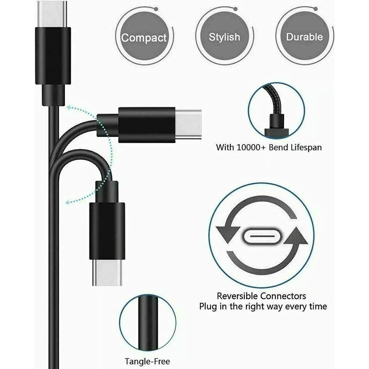 Cable de carga USB Tipo-C 0.91m Toeasor para auriculares Sony