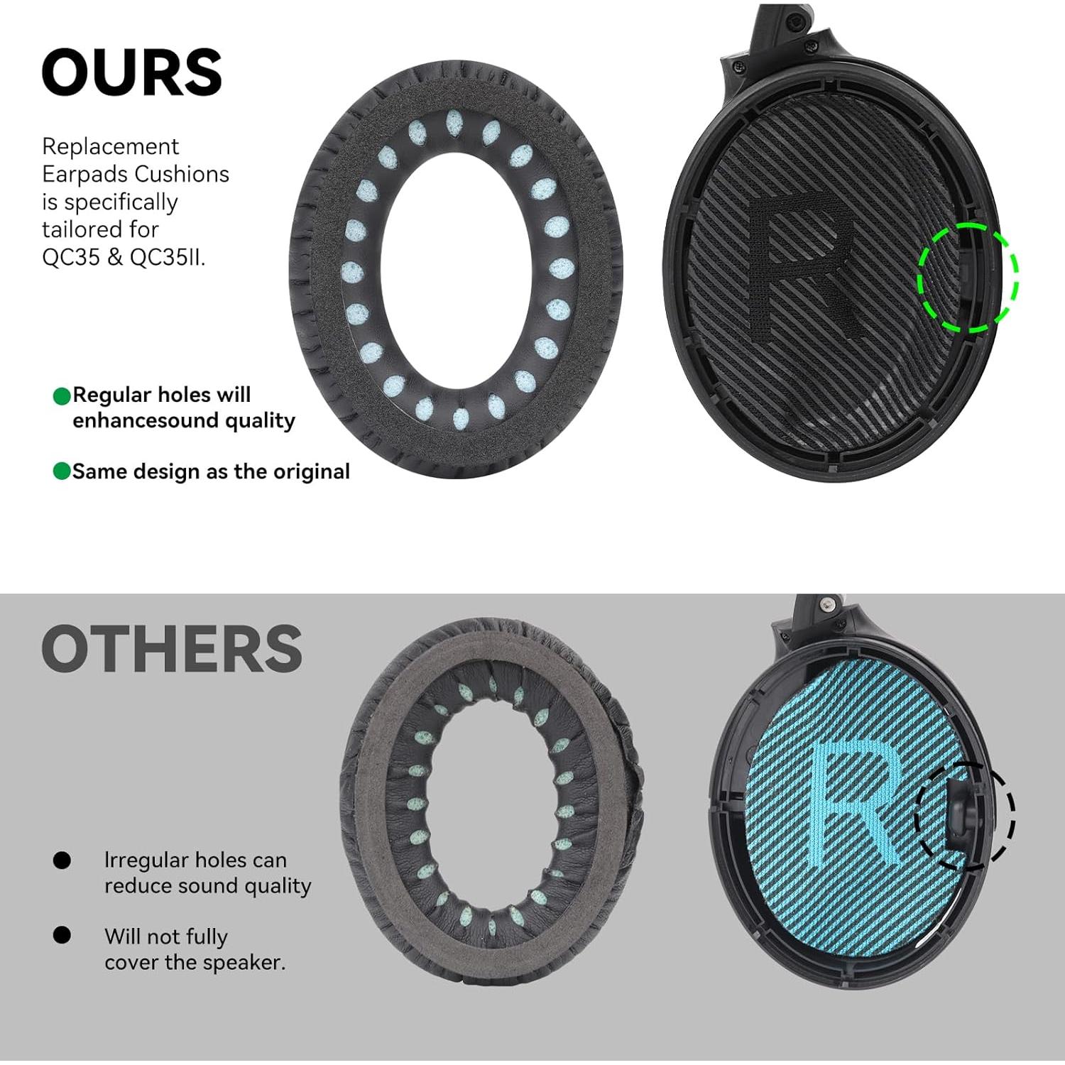 Almohadillas de Repuesto Bose QC35/QC35 II - Espuma de Memoria