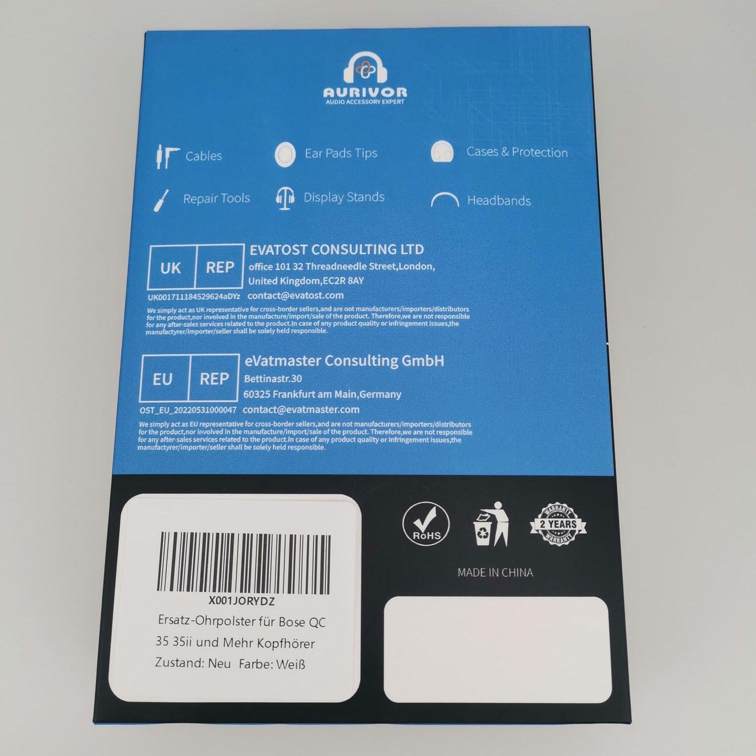 Almohadillas de Repuesto Auriculares Bose QC-35 y QC-35 II Blancas