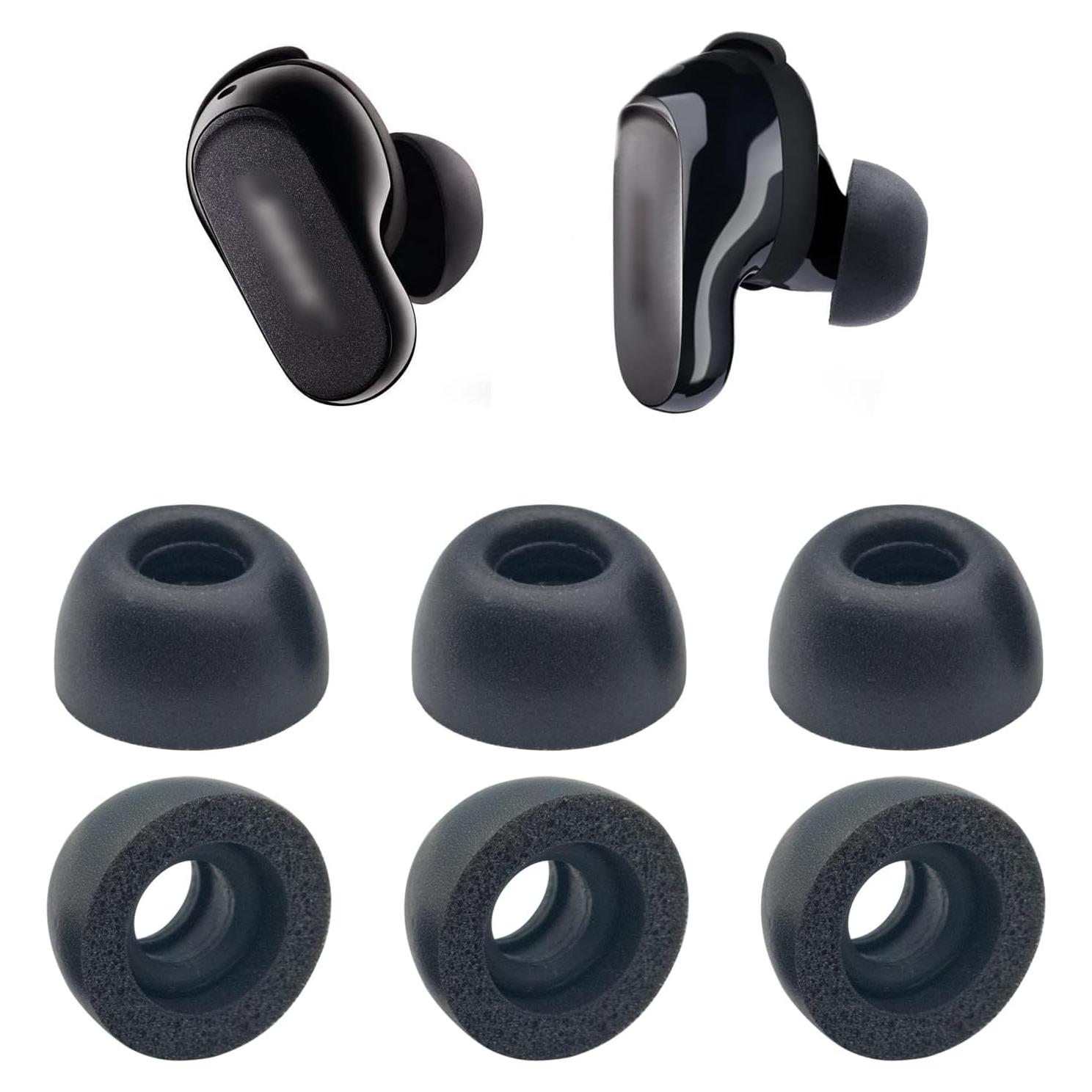 Espumas de Memoria Klowcok para Auriculares Bose QC Ultra II - 3 Pares Mediano Negro