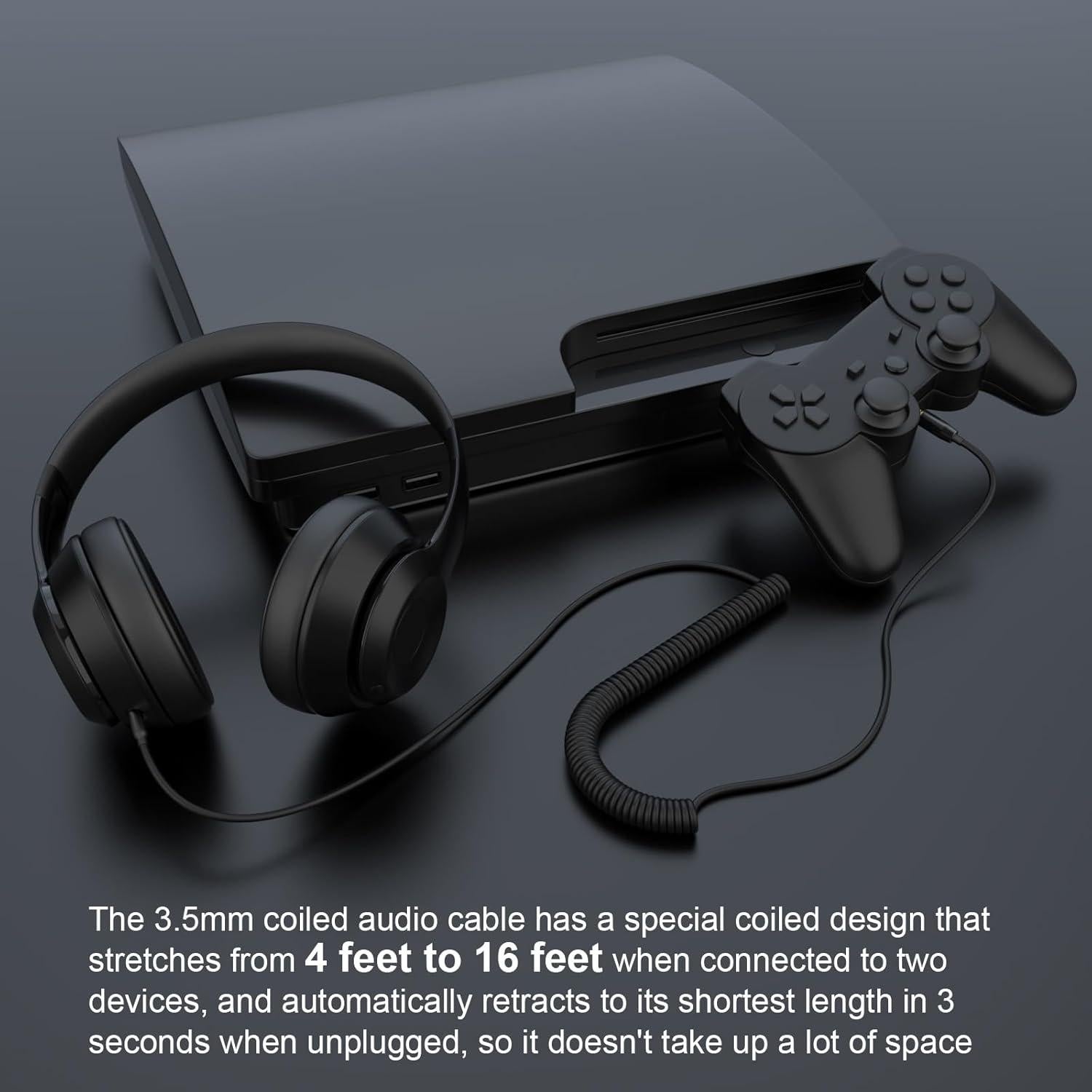 Cable de audio enrollado Gneinour 1.2m-4.8m 3.5mm a 2.5mm