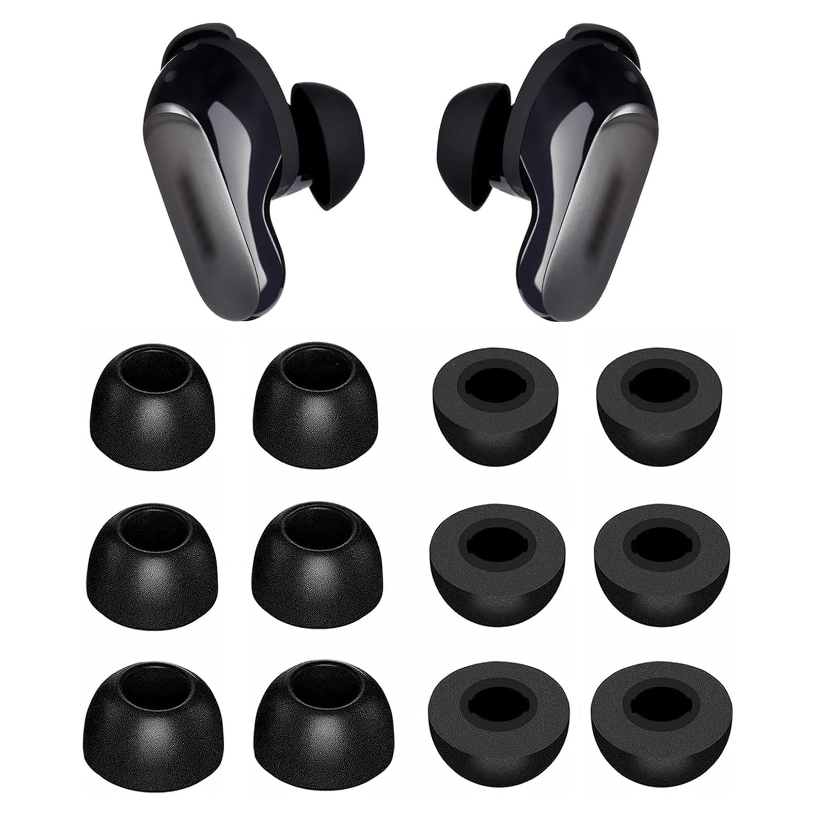 Foam Eartips Compatible with Bose QuietComfort Ultra Earbuds, 6 Pairs S M L Sizes Soft Memory Foam Ear Tips, Compatible with Bose QC Ultra Earbuds 2023, Black sml