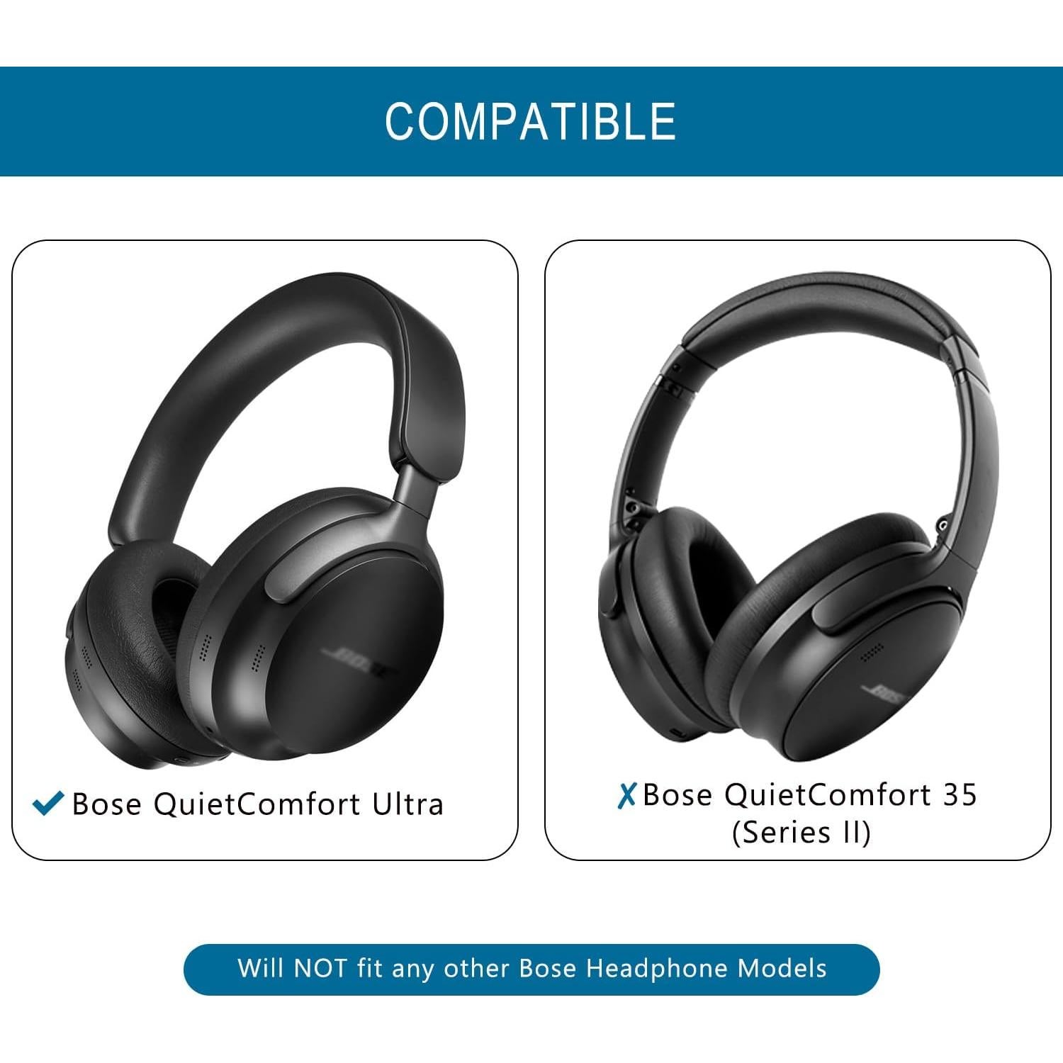Almohadillas de Repuesto GVOEARS para Auriculares Bose QC Ultra - Negro
