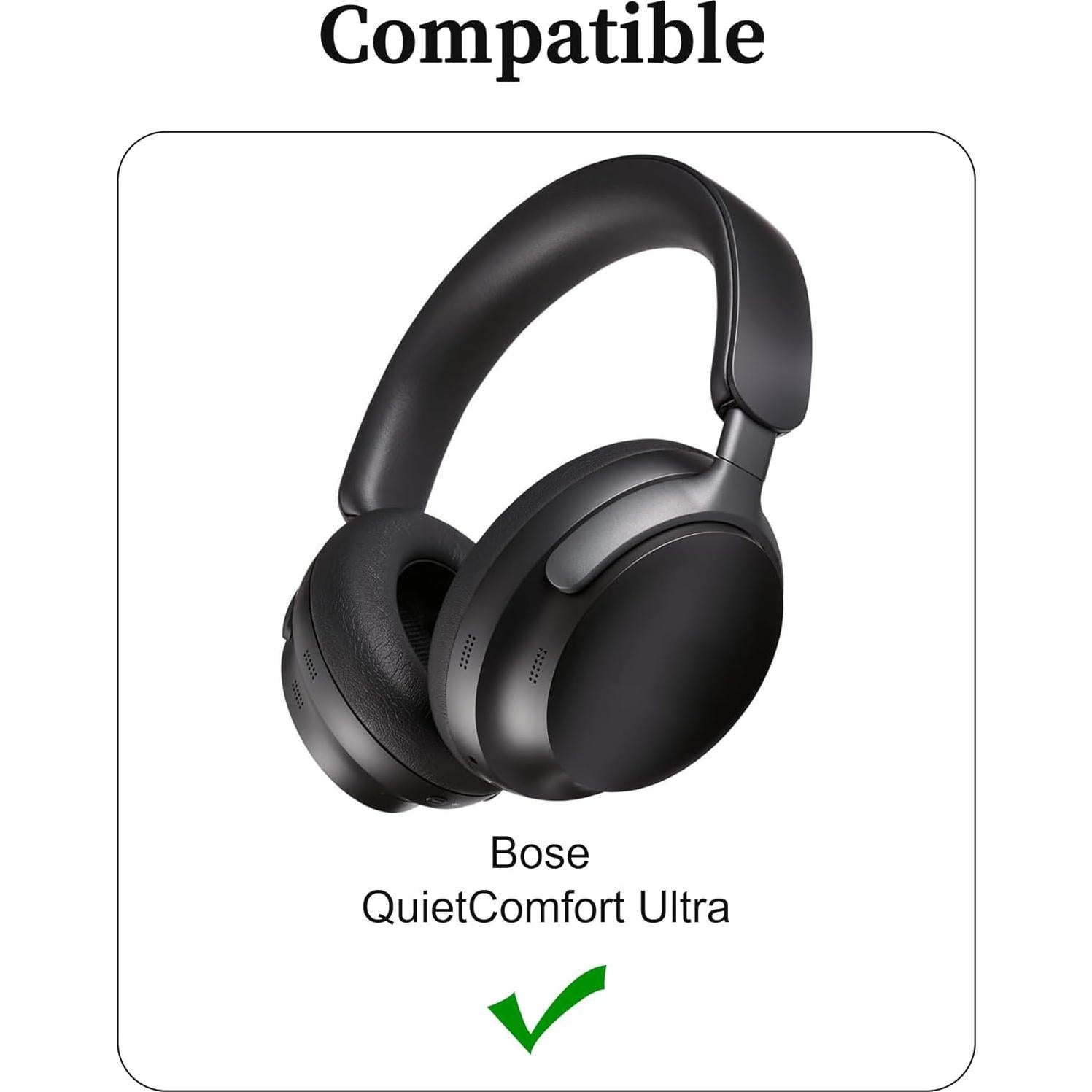 Almohadillas de Reemplazo Bose QC Ultra - Espuma de Memoria y Cuero Negro