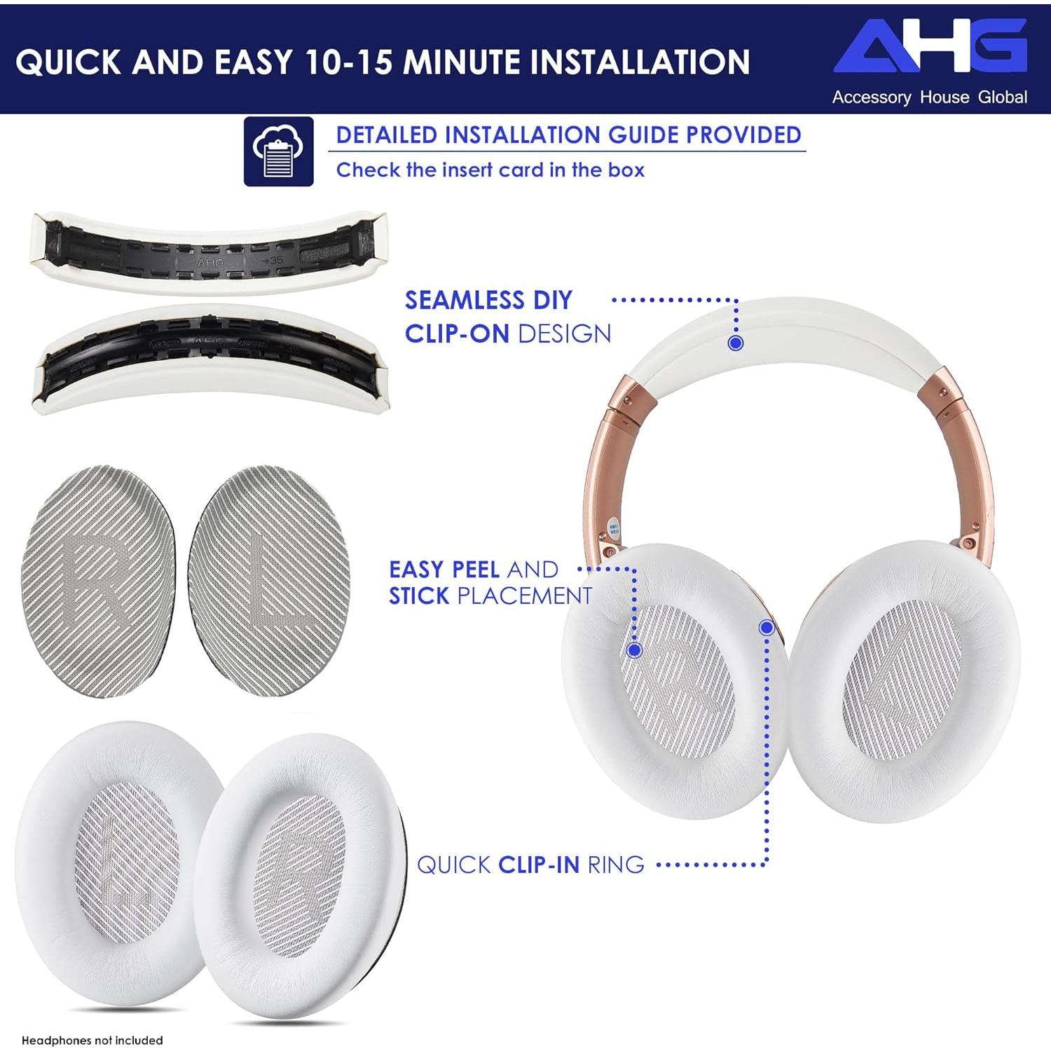 Kit de Reemplazo Almohadillas y Almohadilla de Cabeza AHG para Bose QuietComfort