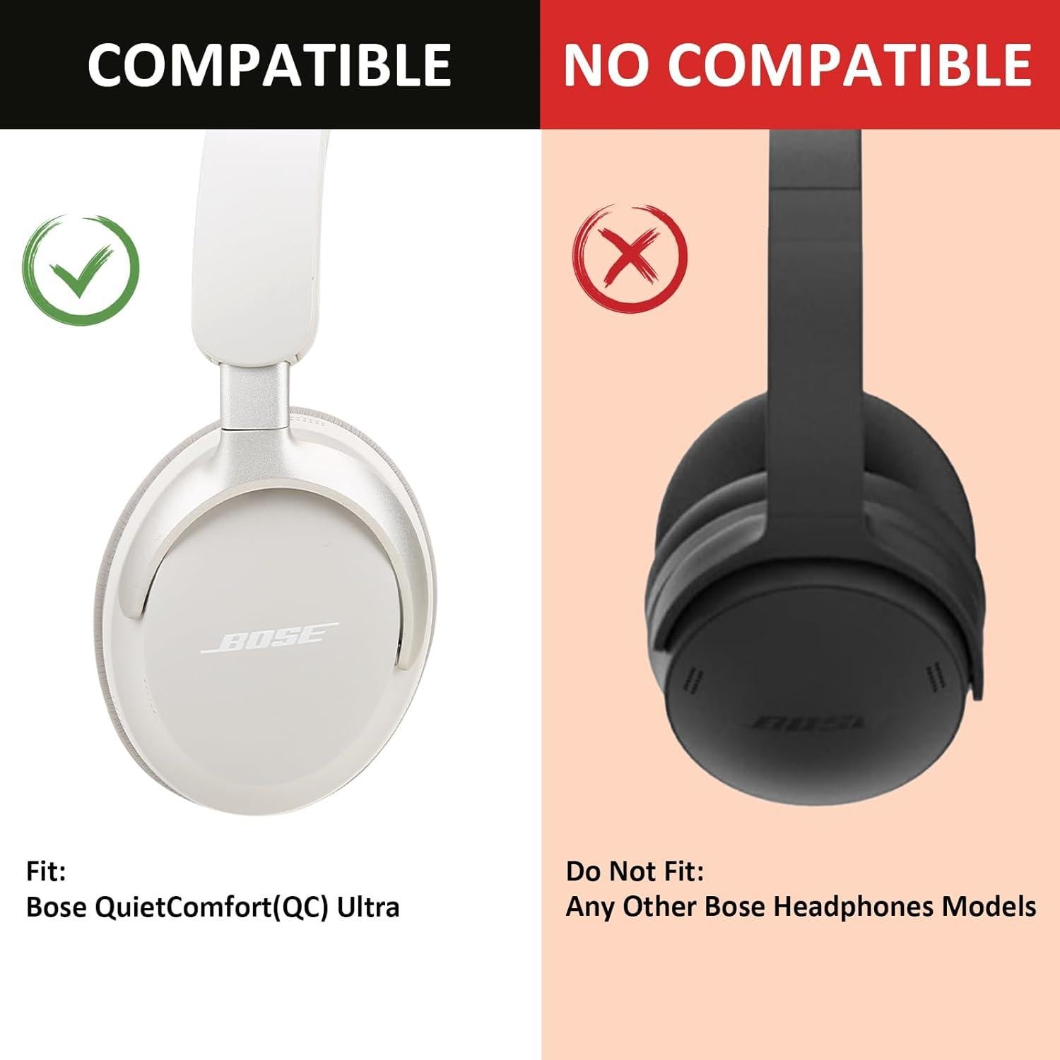 Almohadillas de Reemplazo Earrock para Auriculares Bose QC Ultra - Cuero y Espuma