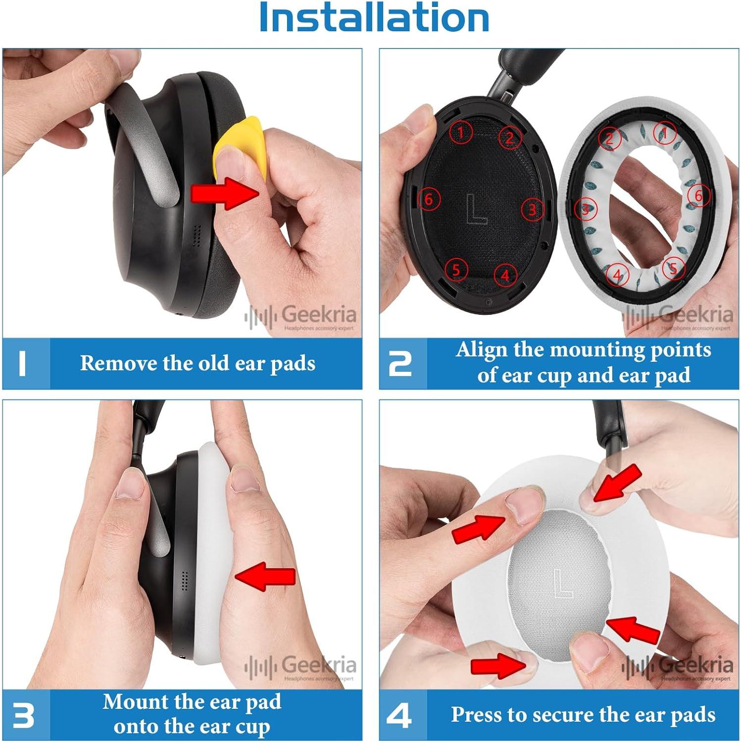 Almohadillas de Reemplazo Geekria para Auriculares Bose QuietComfort Ultra - 2 Unidades