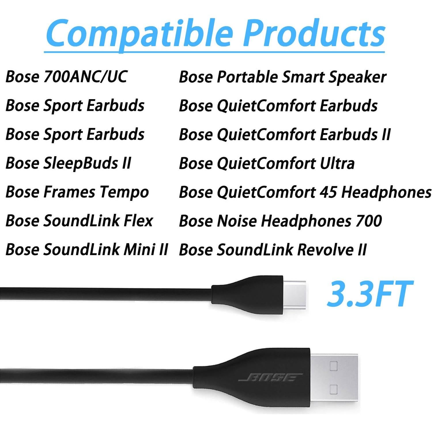 Cargador USB C GGRD para auriculares Bose y altavoces