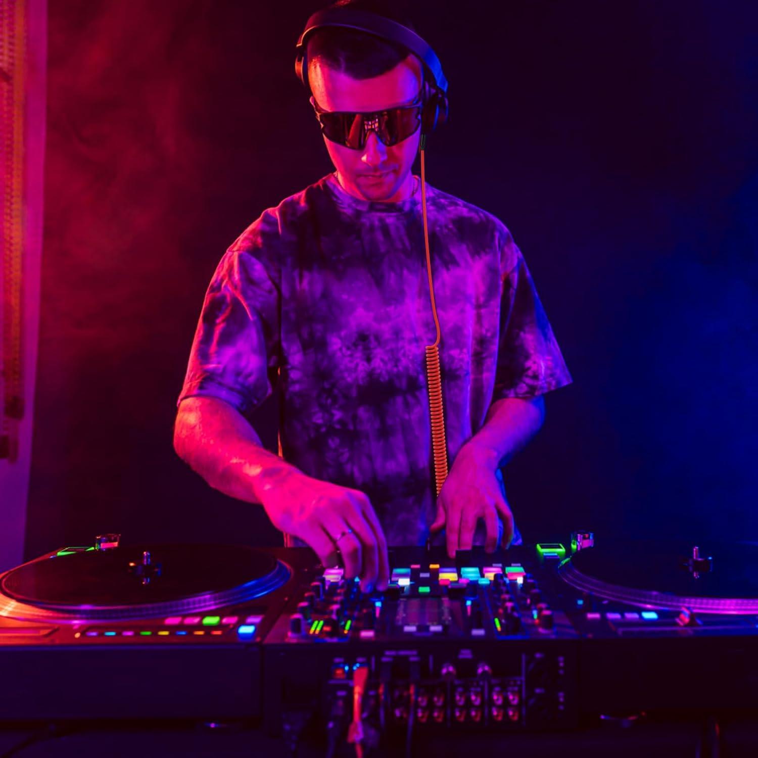 Cable de audio enrollado Gneinour 1.2m-4.8m 2.5mm a 3.5mm Rojo