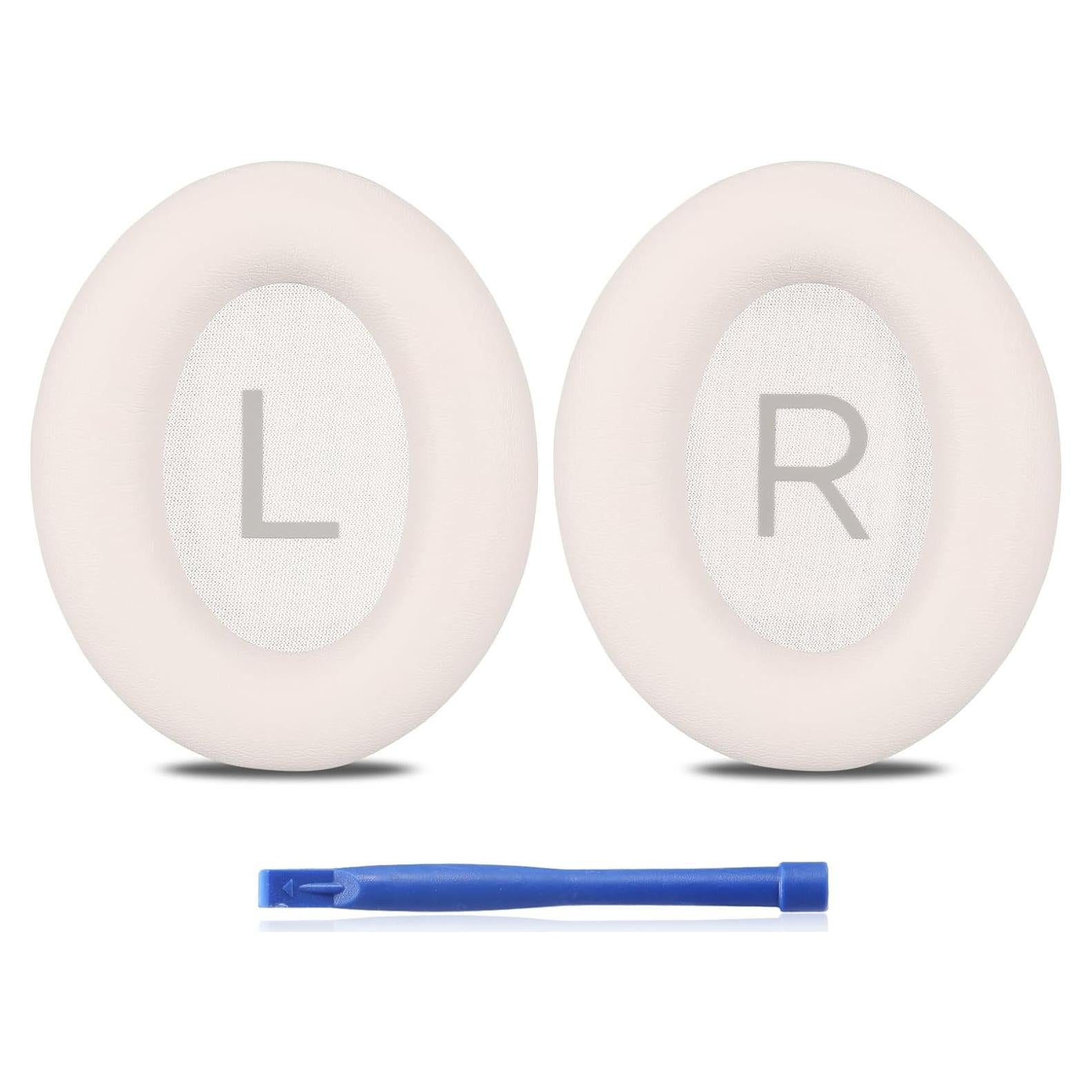 Almohadillas de Repuesto Damex para Auriculares Bose QC 45/45 SE - Espuma de Memoria Engrosada, Cuero Blanco