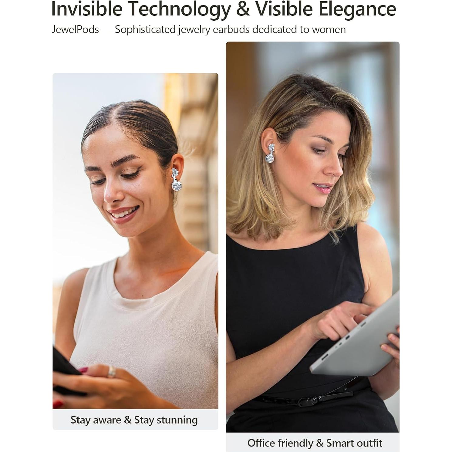 Auriculares Inalámbricos JewelPods H01 Oro Blanco Bluetooth 72H