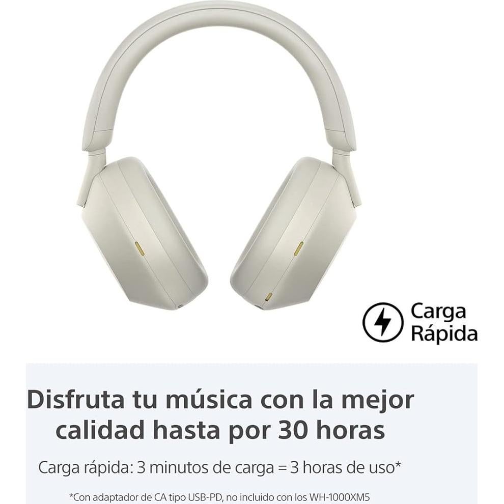 Auriculares Inalámbricos Sony WH-1000XM5 - 30h Batería - Plateado