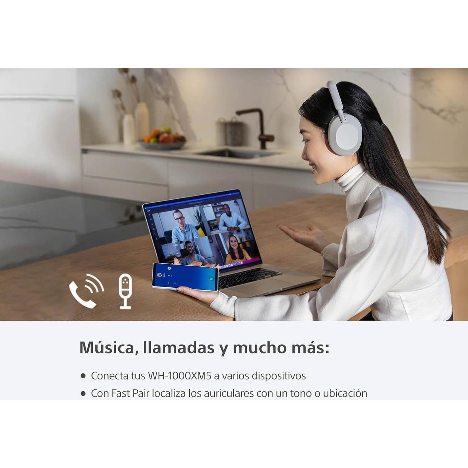 Auriculares Inalámbricos Sony WH-1000XM5 - 30h Batería - Plateado