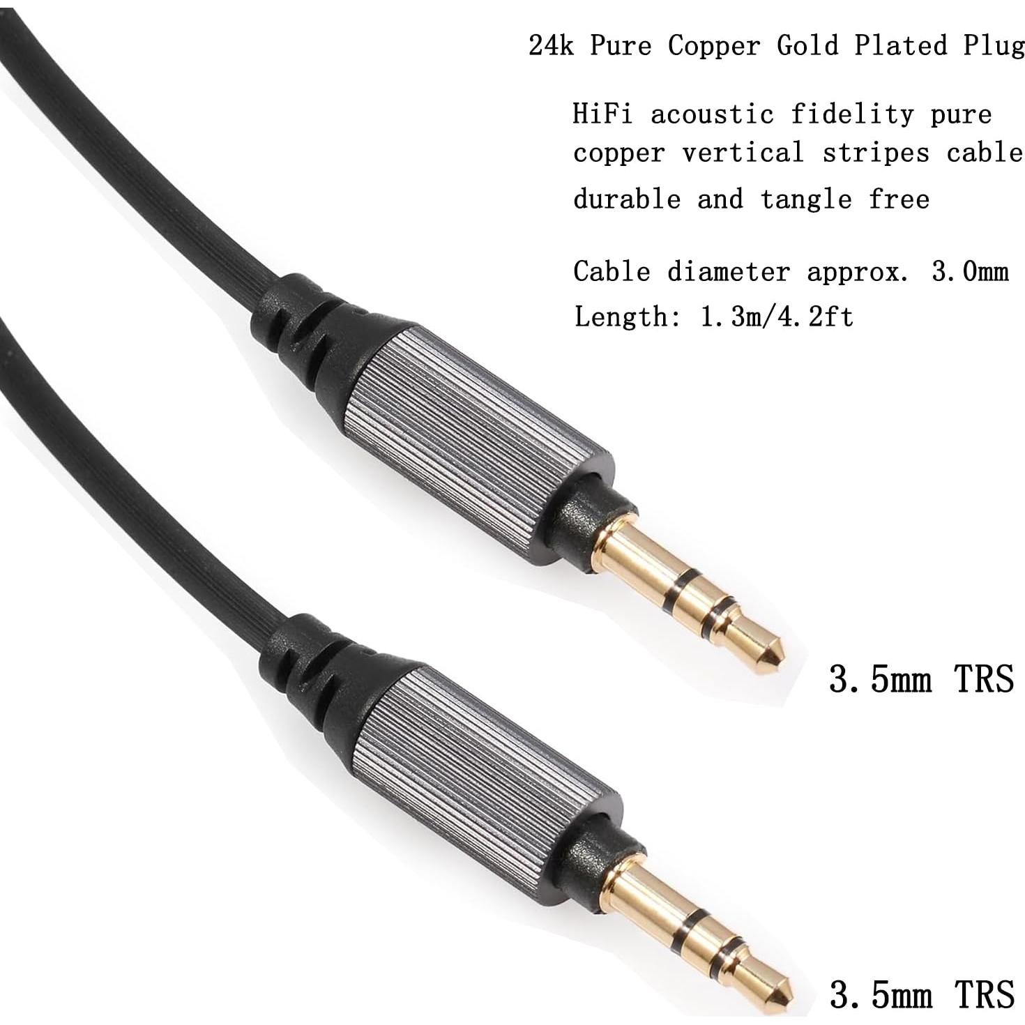 Cable de audio 1.3m Fezzlo para auriculares Sony y Technica