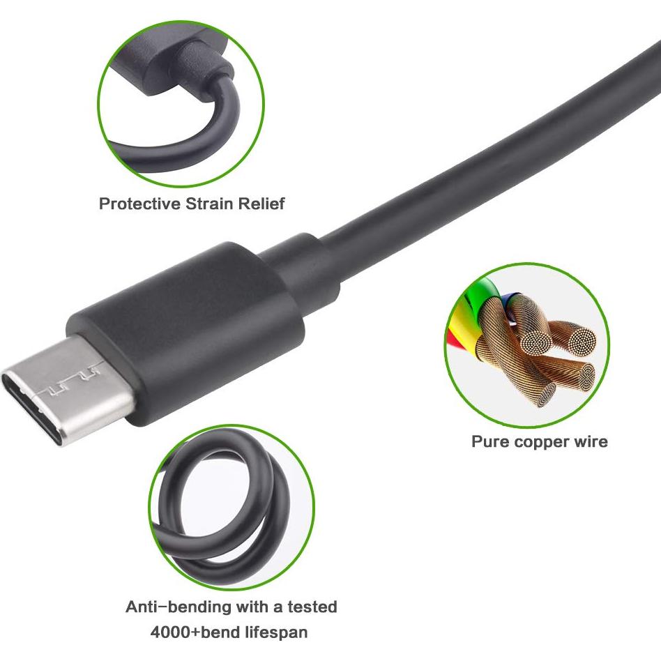 Cable de Carga USB-A a USB-C 2.0m para Auriculares Sony