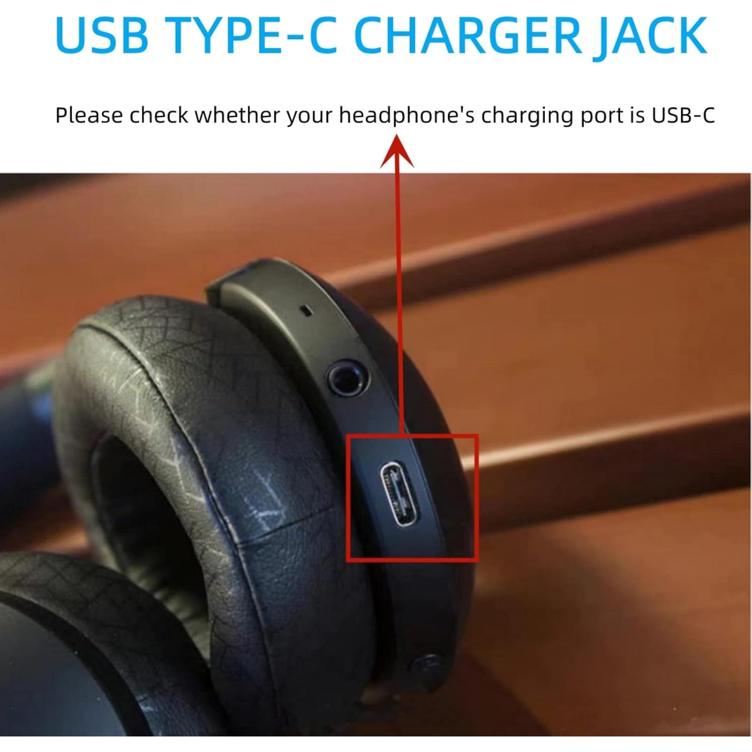 Cable de Carga USB-A a USB-C 2.0m para Auriculares Sony