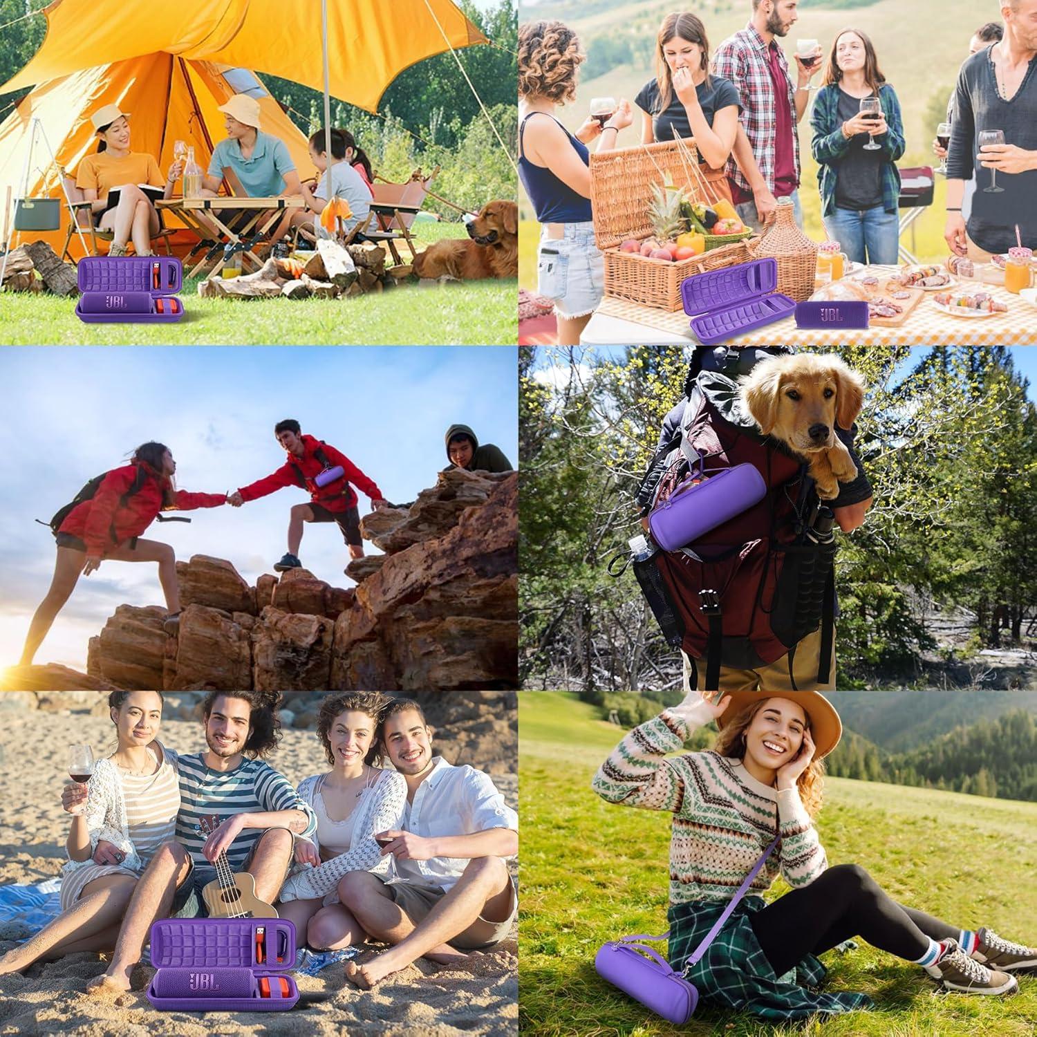 Funda Dura Impermeable co2CREA para JBL Flip 7/6/5 - Púrpura