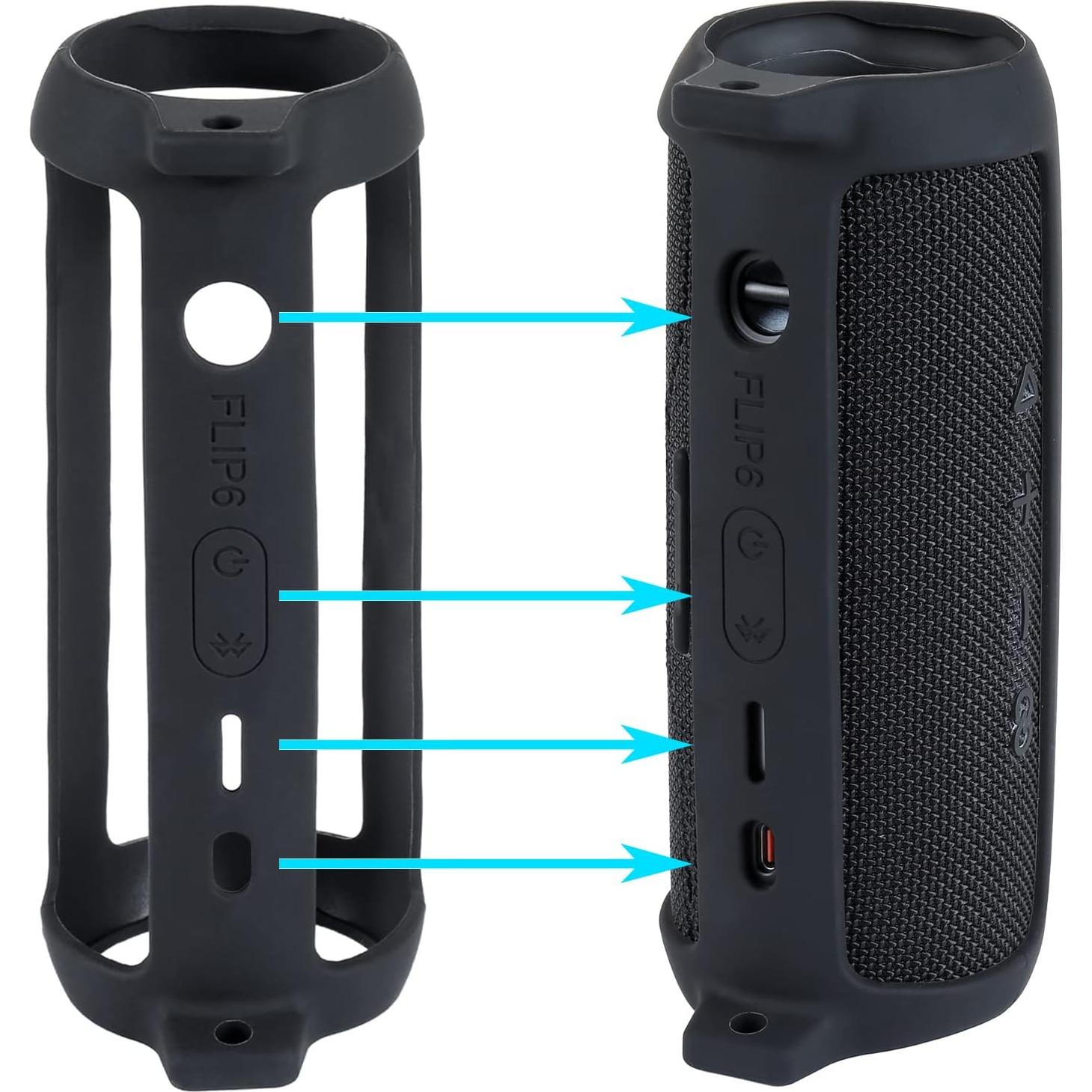 Funda de Silicona co2CREA para Altavoz JBL Flip 6 Negra