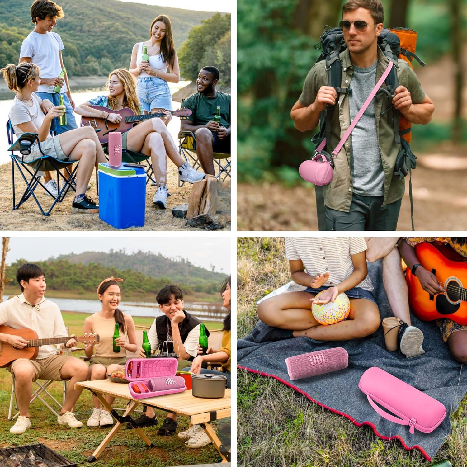 Funda Dura Rosa Baval para Altavoz JBL Flip 7 Impermeable