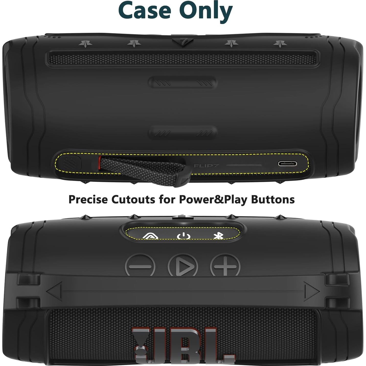 Funda de silicona JCHPINE para altavoz JBL Flip 7 - Negro