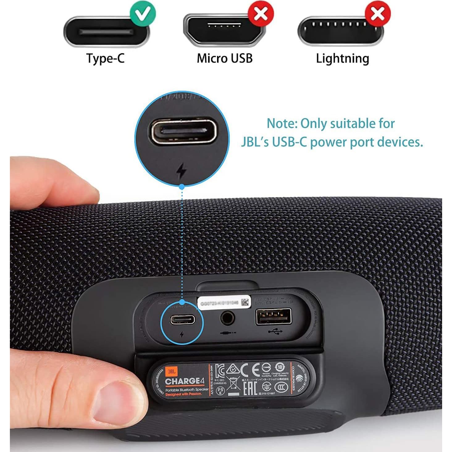 Cargador Rápido USB-C Hyacinyh para JBL Charge y Flip