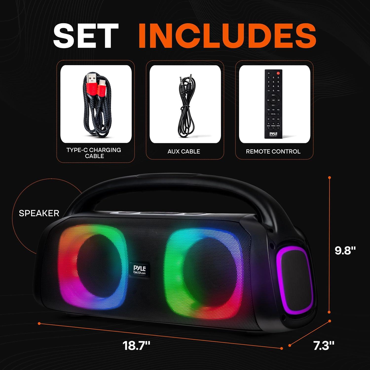 Altavoz Bluetooth Pyle Boombox 160W 5" Inalámbrico Portátil