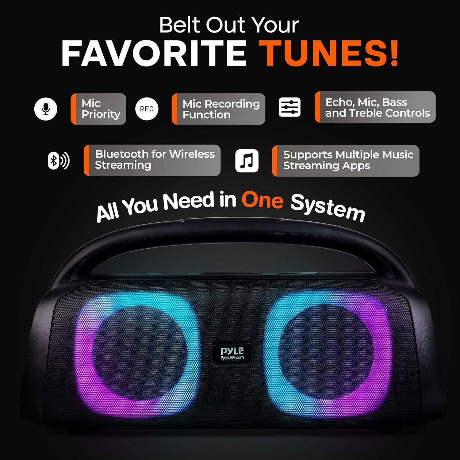 Altavoz Bluetooth Pyle Boombox 160W 5" Inalámbrico Portátil