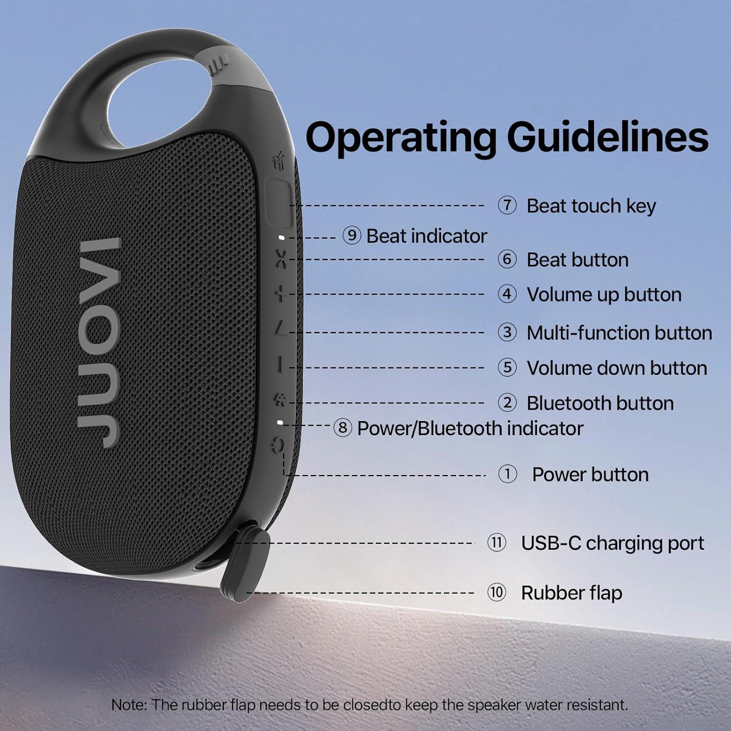 Altavoz Bluetooth Portátil JUOVI CLIP J1 Impermeable 24H