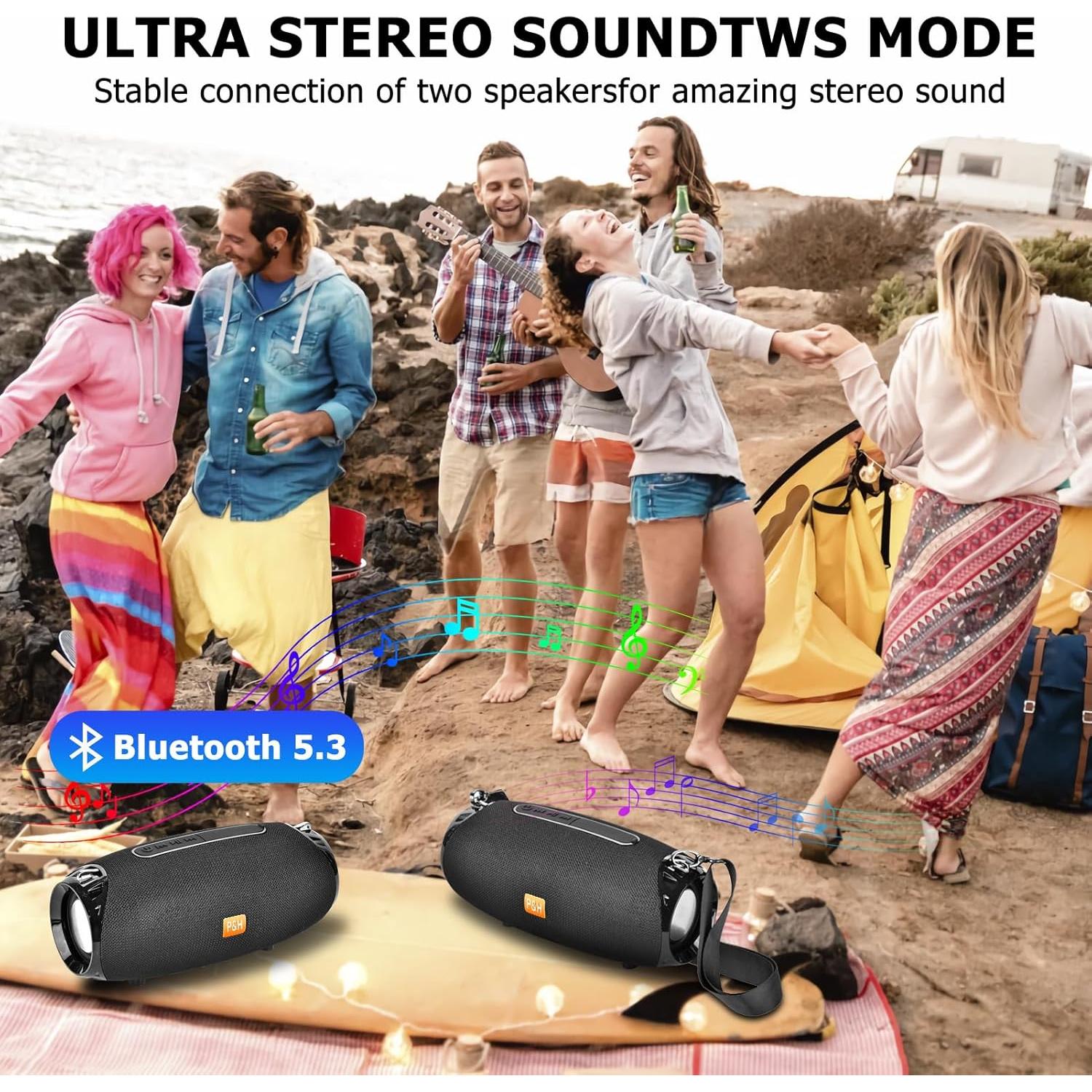 Altavoz Bluetooth Portátil Hopjuery TG534 Negro Impermeable IPX4