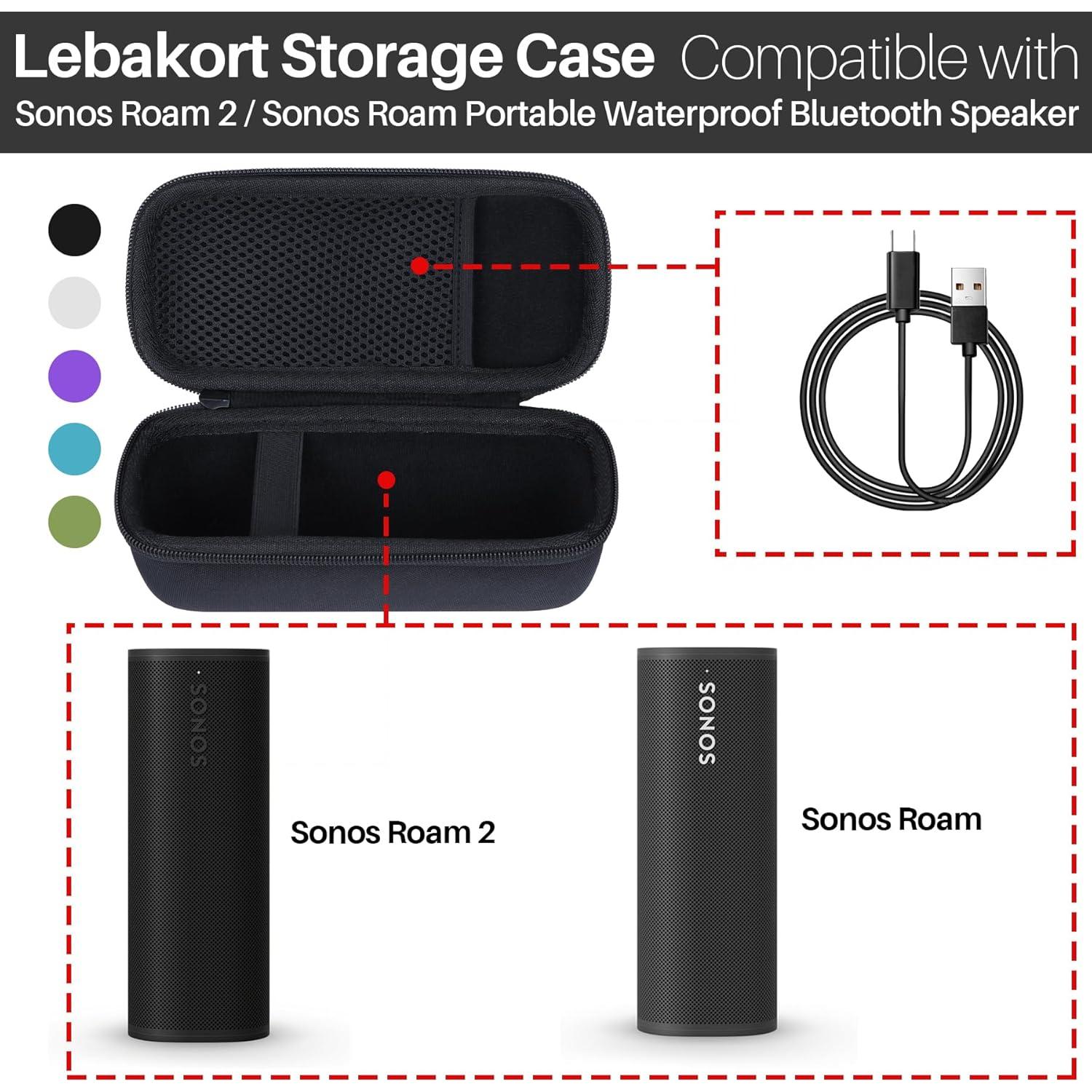 Funda Dura Lebakort para Altavoz Sonos Roam 2/ Roam/ SL Negra