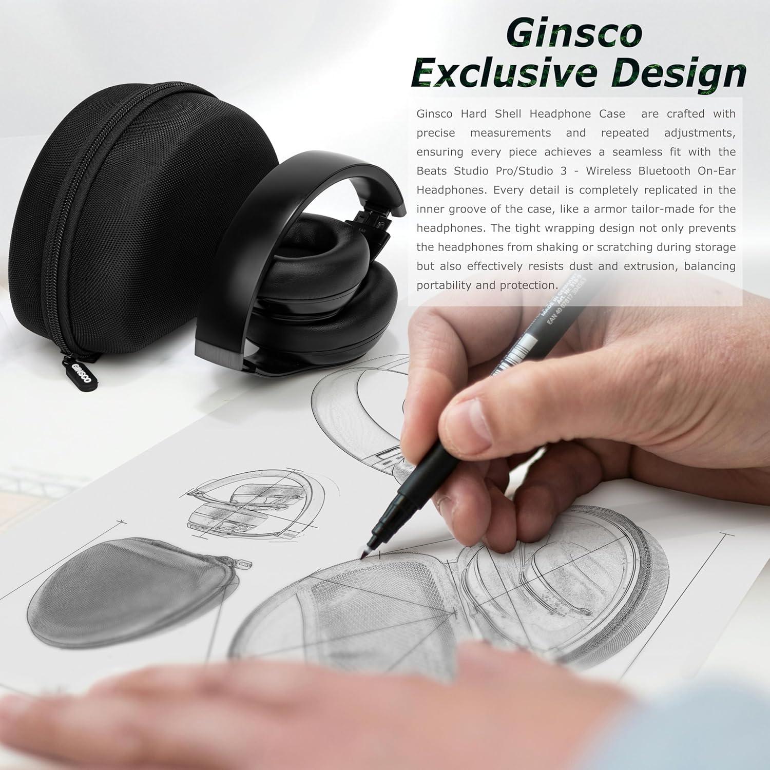 Funda Dura Ginsco para Auriculares Beats Studio Pro - Negro