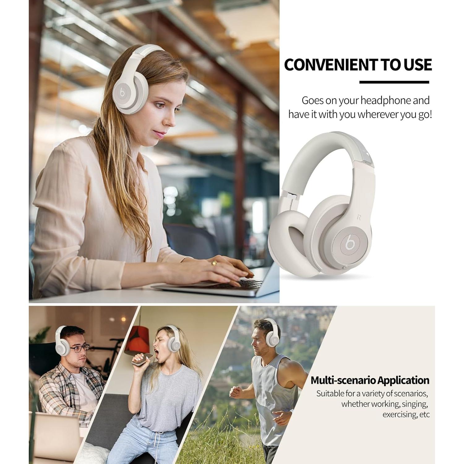 Funda de Silicona WADVCU para Auriculares Beats Studio Pro - Protección Antirayaduras Albaricoque