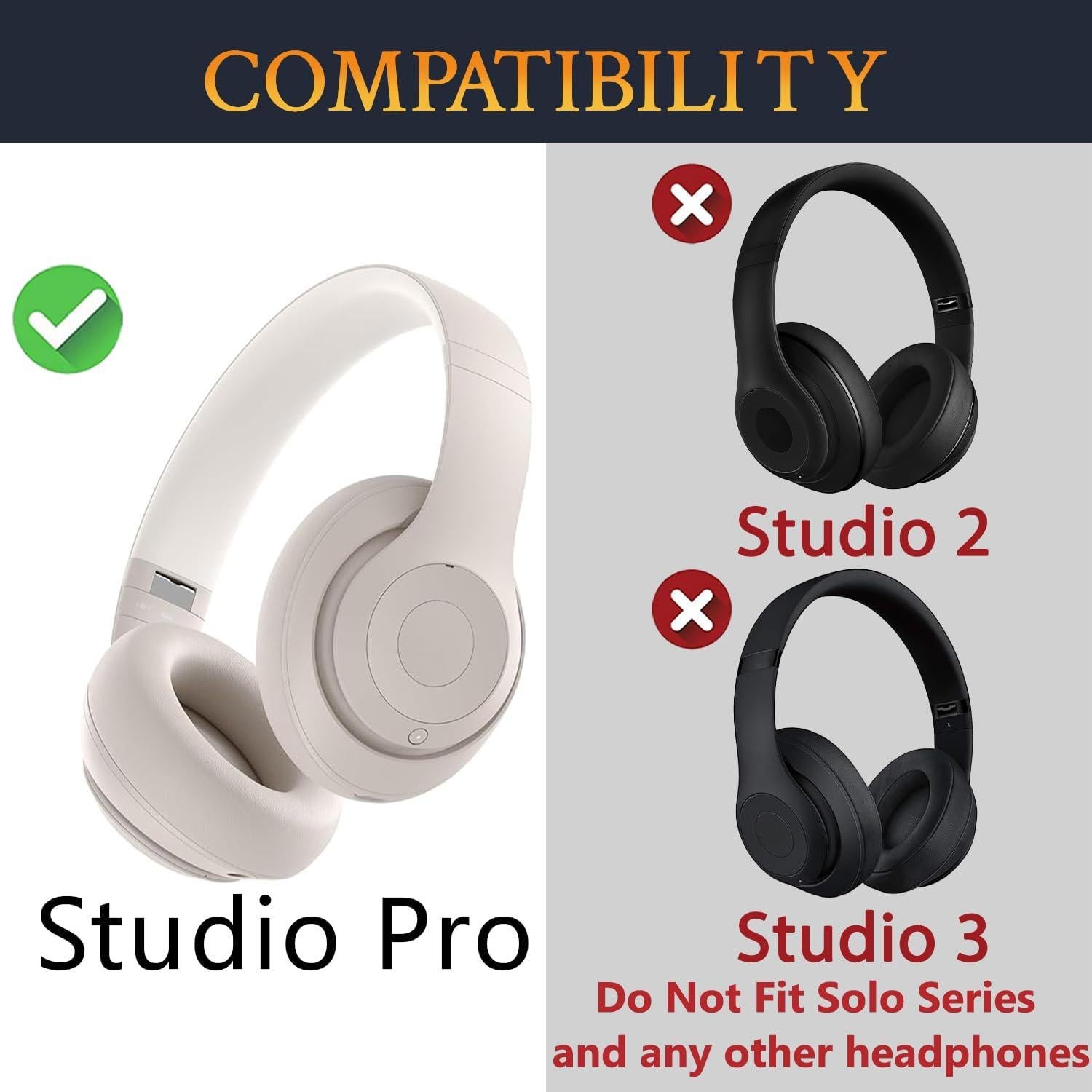Almohadillas de Repuesto SOULWIT para Auriculares Beats Studio Pro - Arenisca
