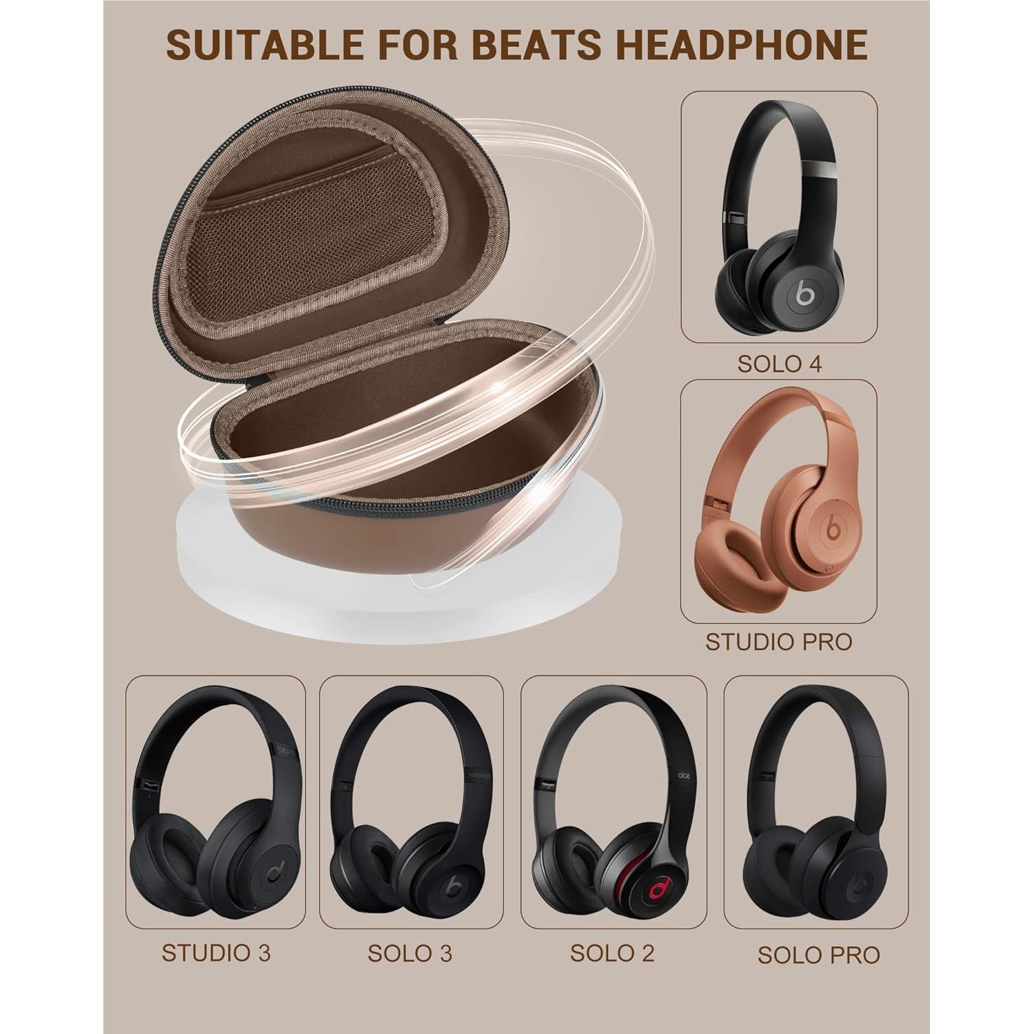 Funda Dura para Auriculares Beats - Modelo Compatible, Marrón