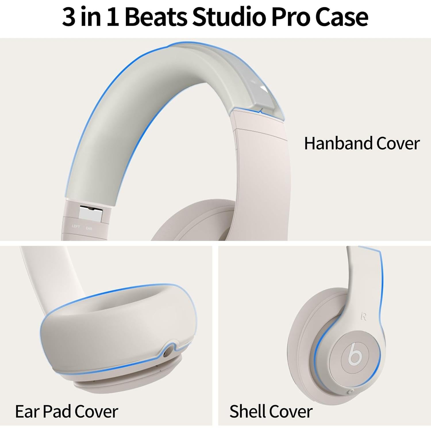 Funda de Silicona 3 en 1 DZHAXIE para Auriculares Beats Studio Pro