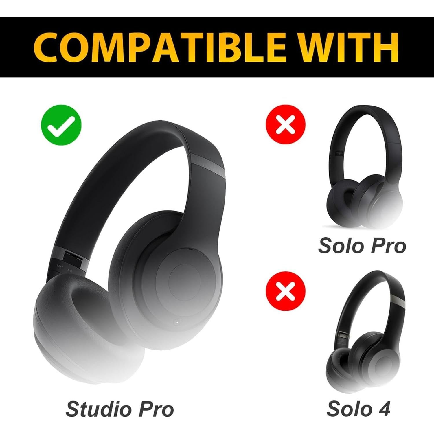 Kit de Reemplazo de Bisagra Adhiper para Auriculares Beats Studio Pro - Metal Negro