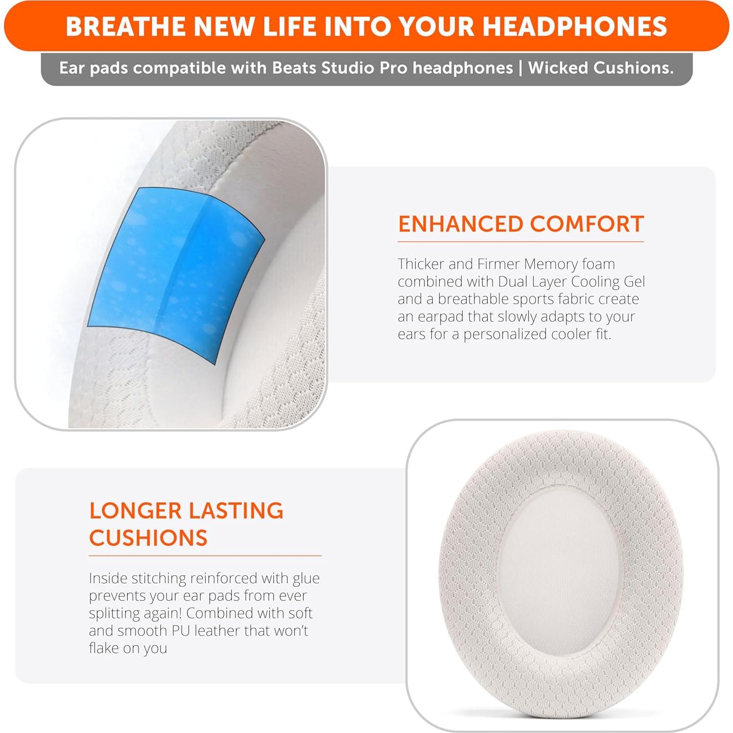 Almohadillas de Gel Refrigerante Wicked Cushions para Beats Studio Pro - Beige