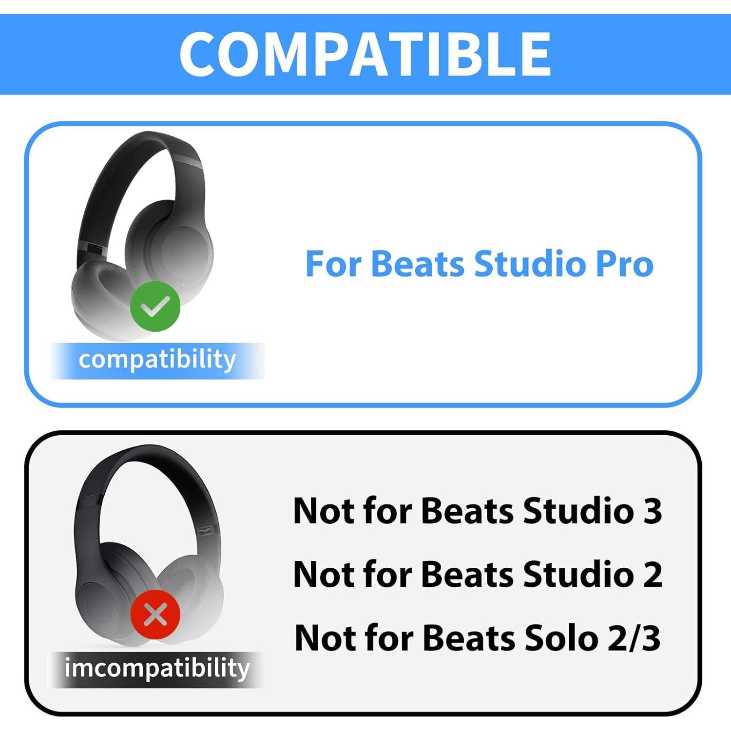 Cubiertas de Silicona Adhiper para Auriculares Beats Studio Pro - Negro