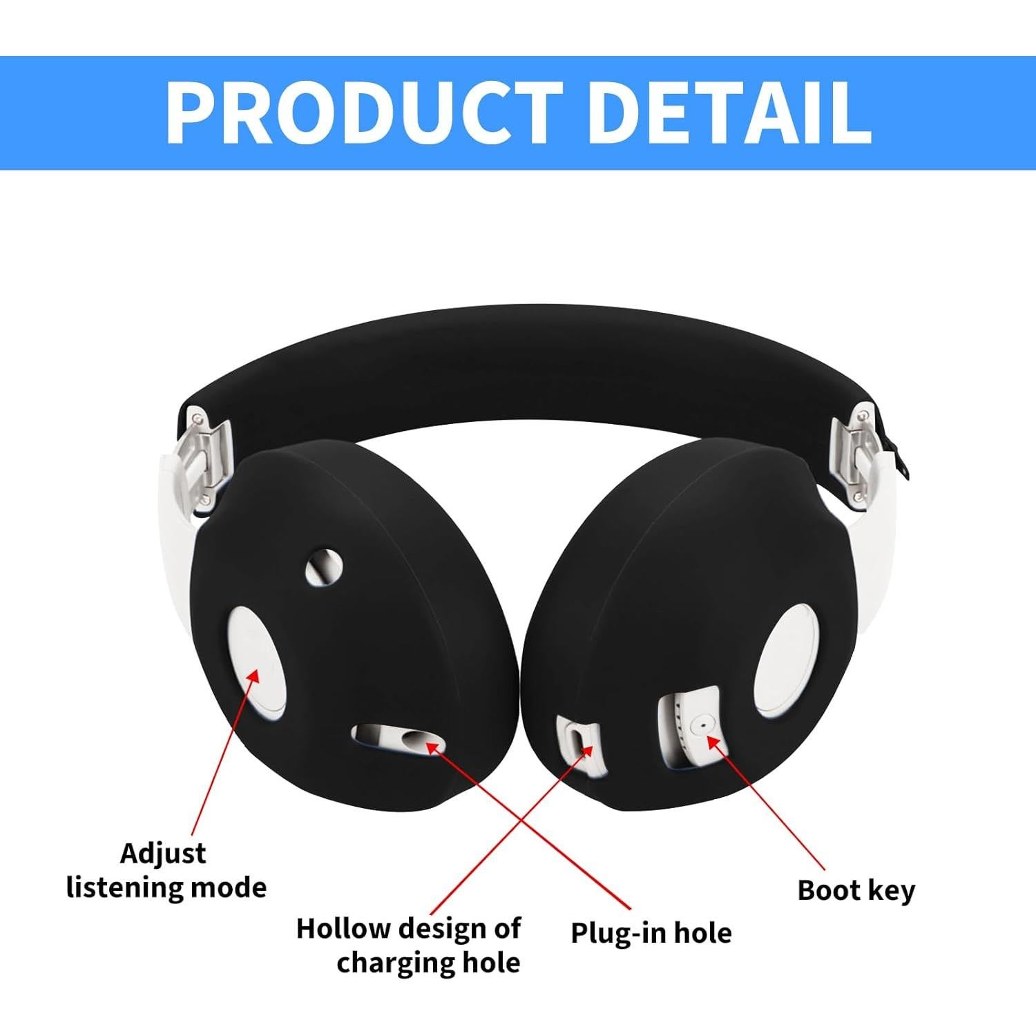 Cubiertas de Silicona Adhiper para Auriculares Beats Studio Pro - Negro