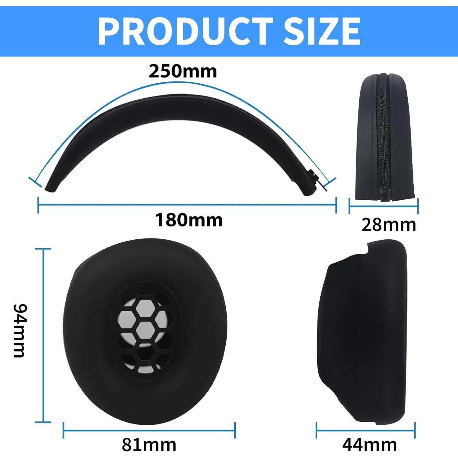 Cubiertas de Silicona Adhiper para Auriculares Beats Studio Pro - Negro