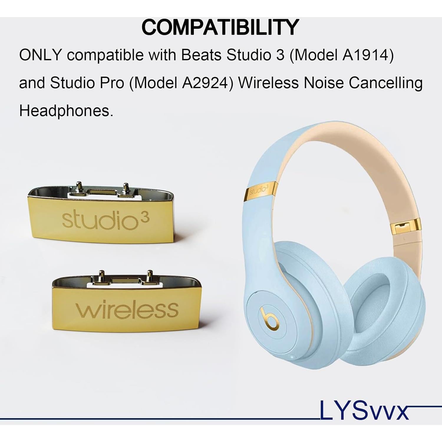 Piezas de Repuesto LYSvvx para Auriculares Beats Studio 3 Pro Dorado